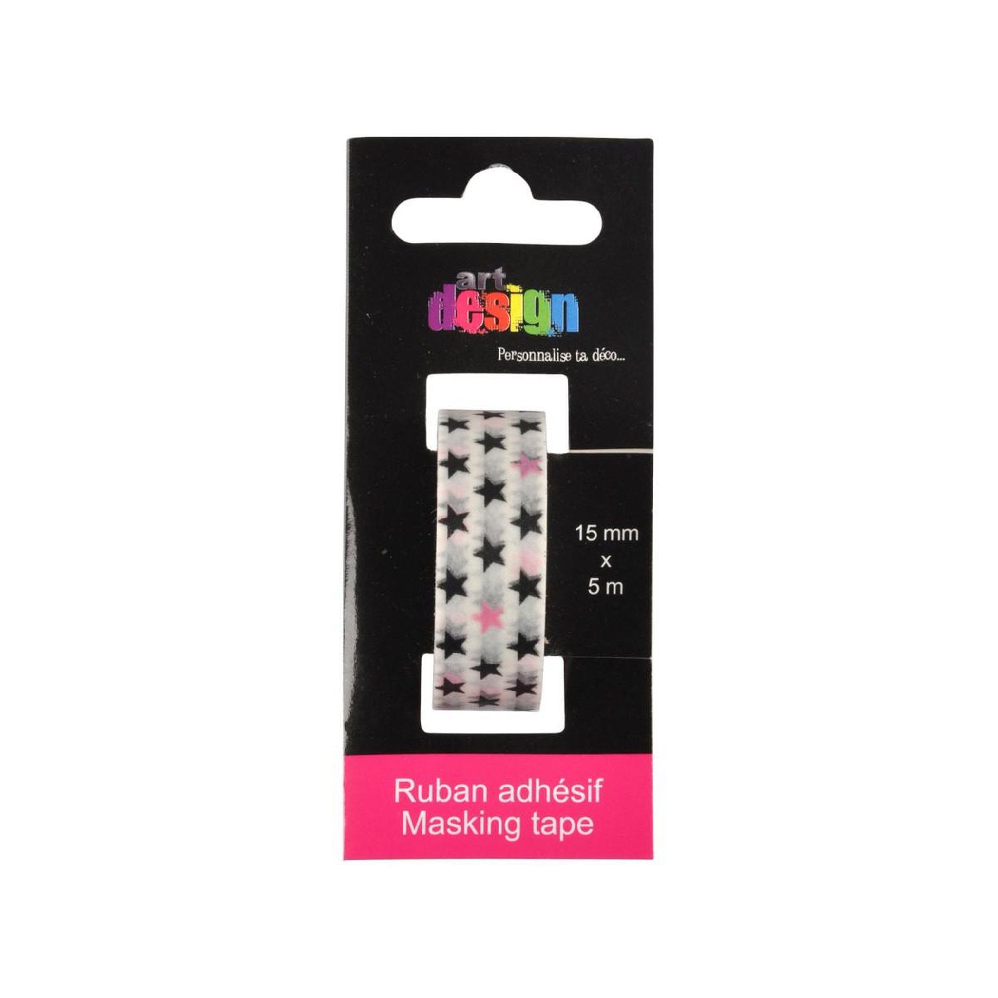 Voir la diapositive 2 : HOMEA Ruban masking tape  étoiles  5m blanc
