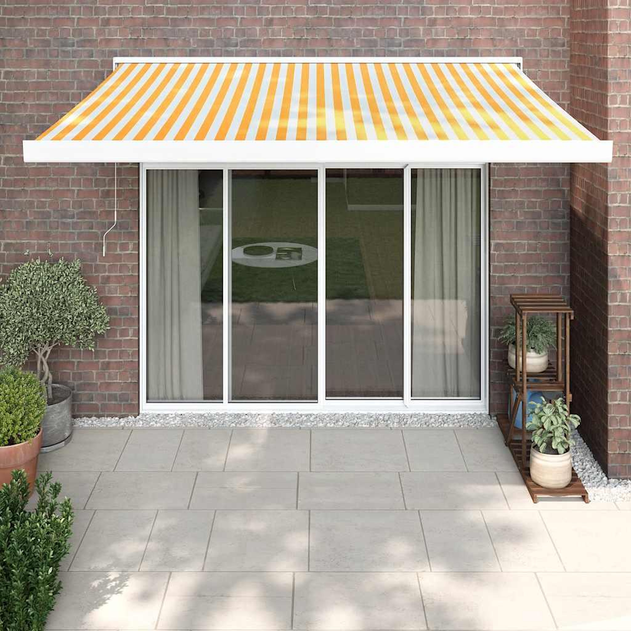 VIDAXL Auvent retractable jaune et blanc 3,5x2,5 m tissu et aluminium