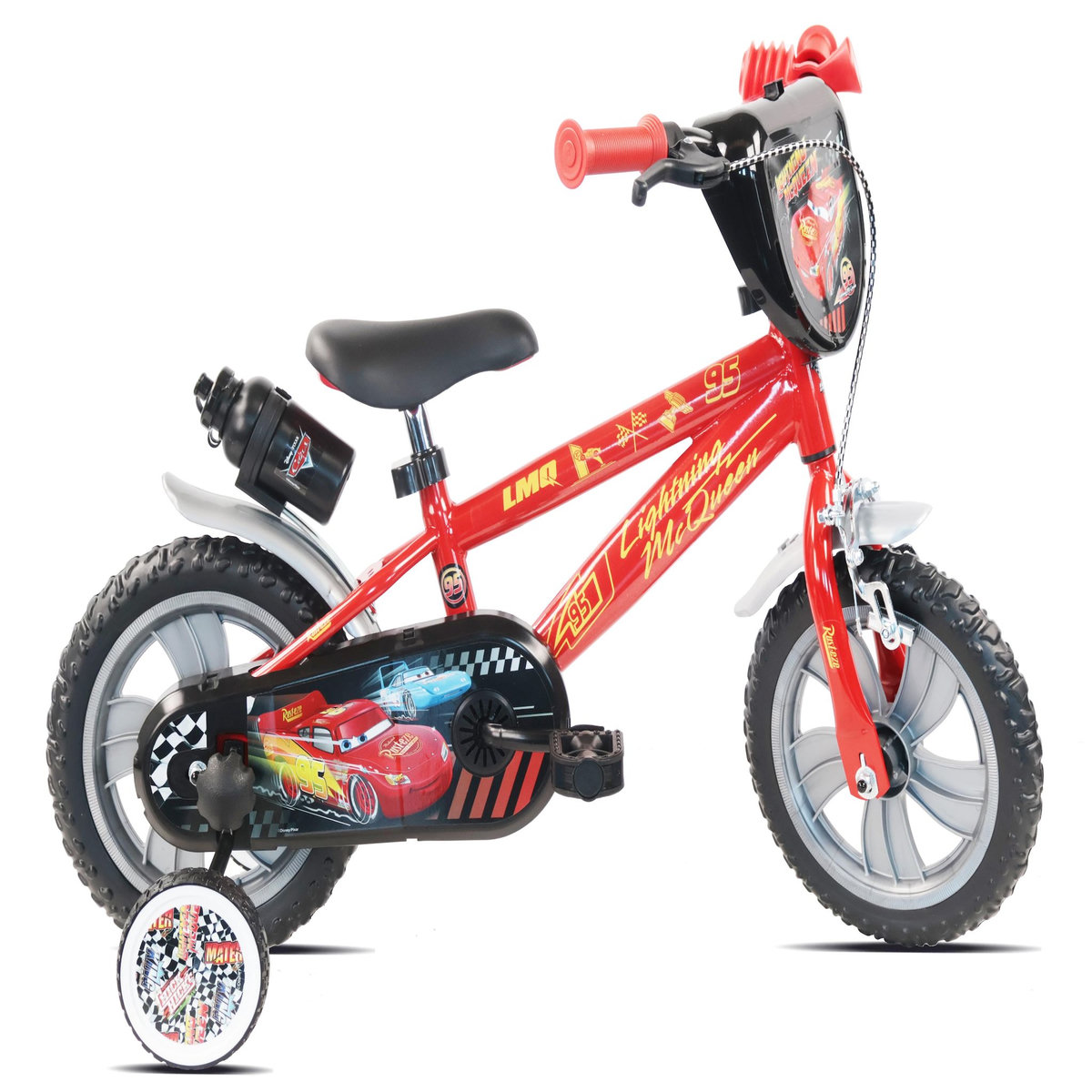 CARS Vélo CARS / DISNEY 12'' - Vélo pour enfant < 90 cm - équipé de 1 frein - 2 stabilisateurs amovibles - plaque avant décorative !
