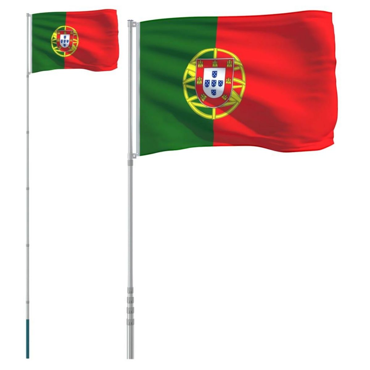 VIDAXL Drapeau du Portugal et mat 5,55 m Aluminium