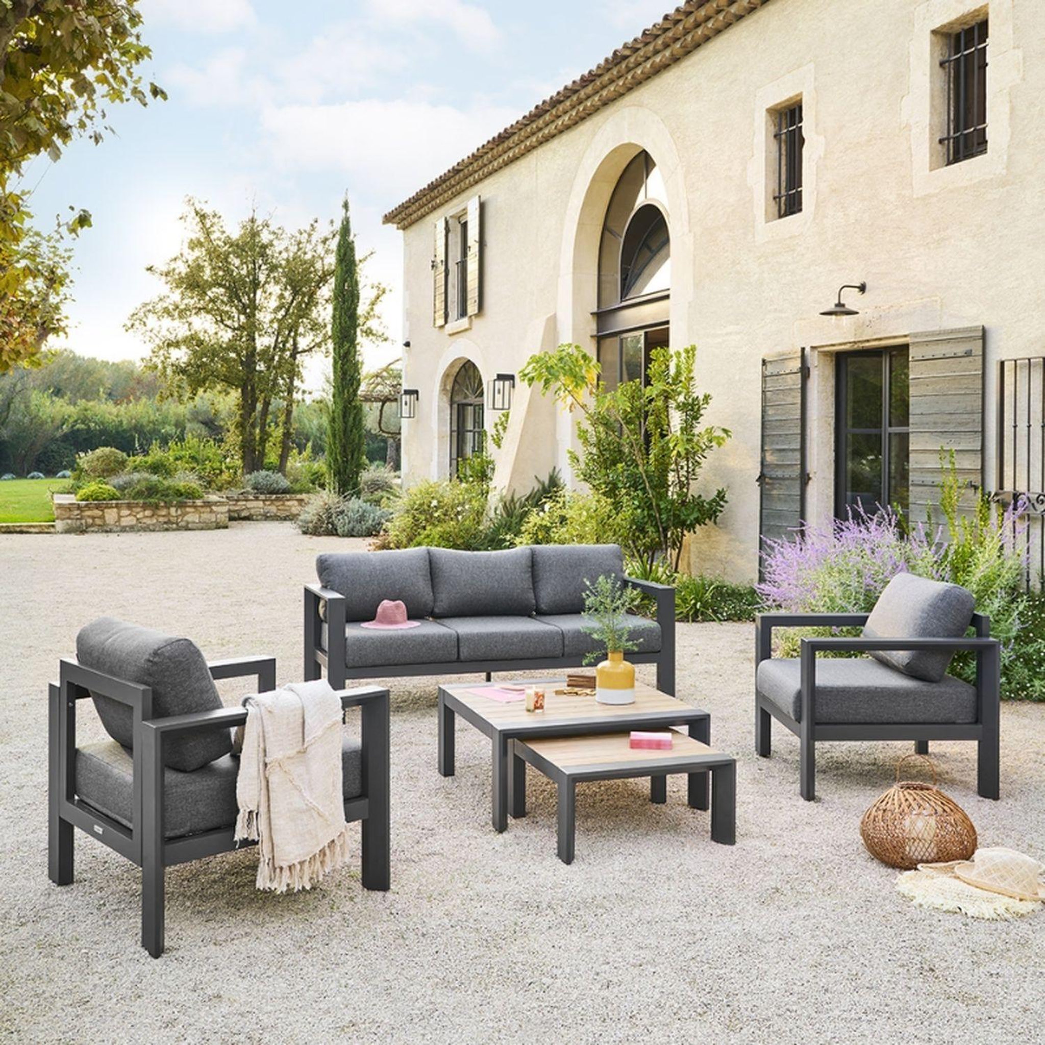 Voir la diapositive 2 : HESPERIDE Fauteuil de salon de jardin en aluminium evasion