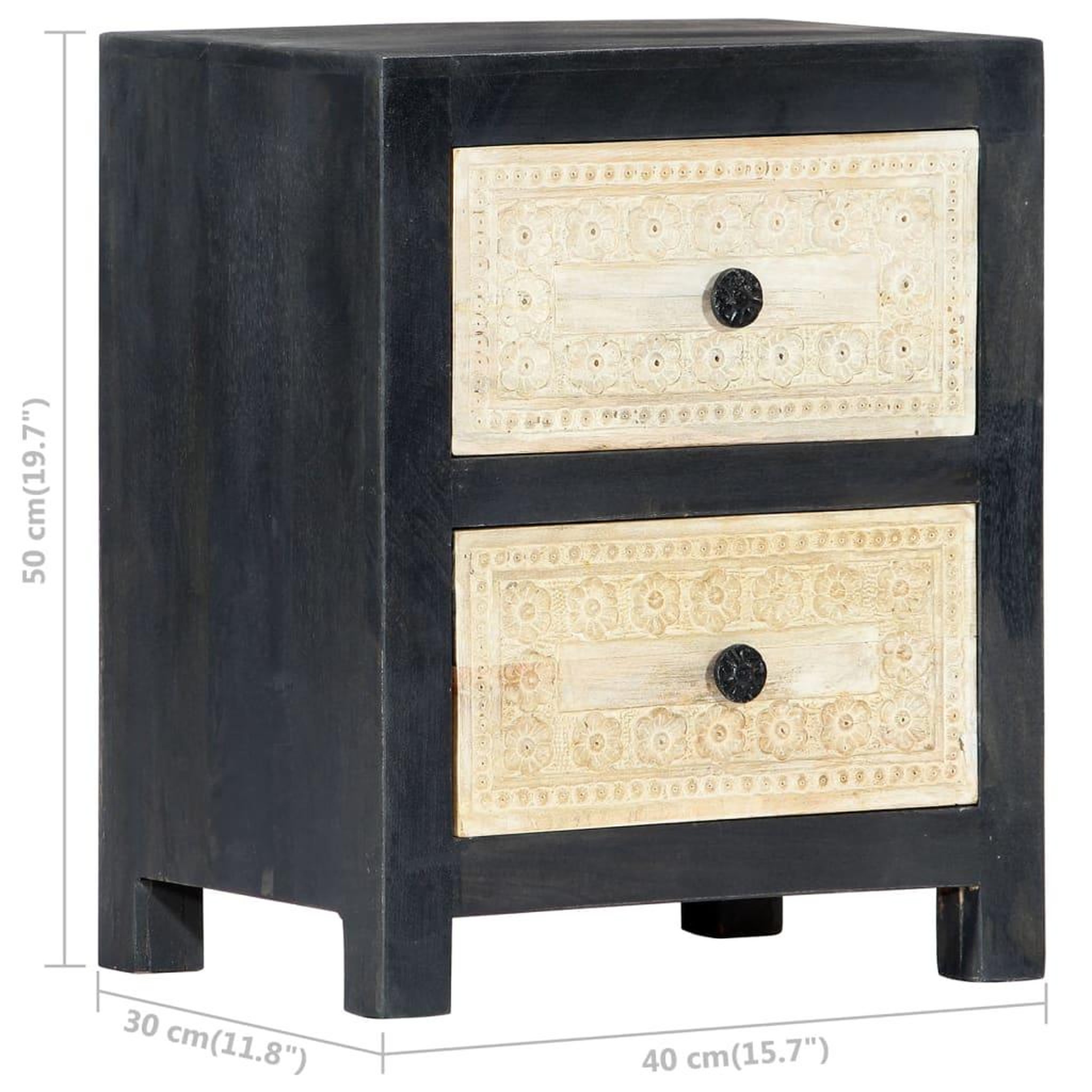 Voir la diapositive 6 : VIDAXL Table de chevet sculptee a la main gris 40x30x50 cm manguier