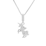 L'ATELIER D'AZUR Collier Argent 925/000 Rhodié - Licorne Pavée de Zirconiums