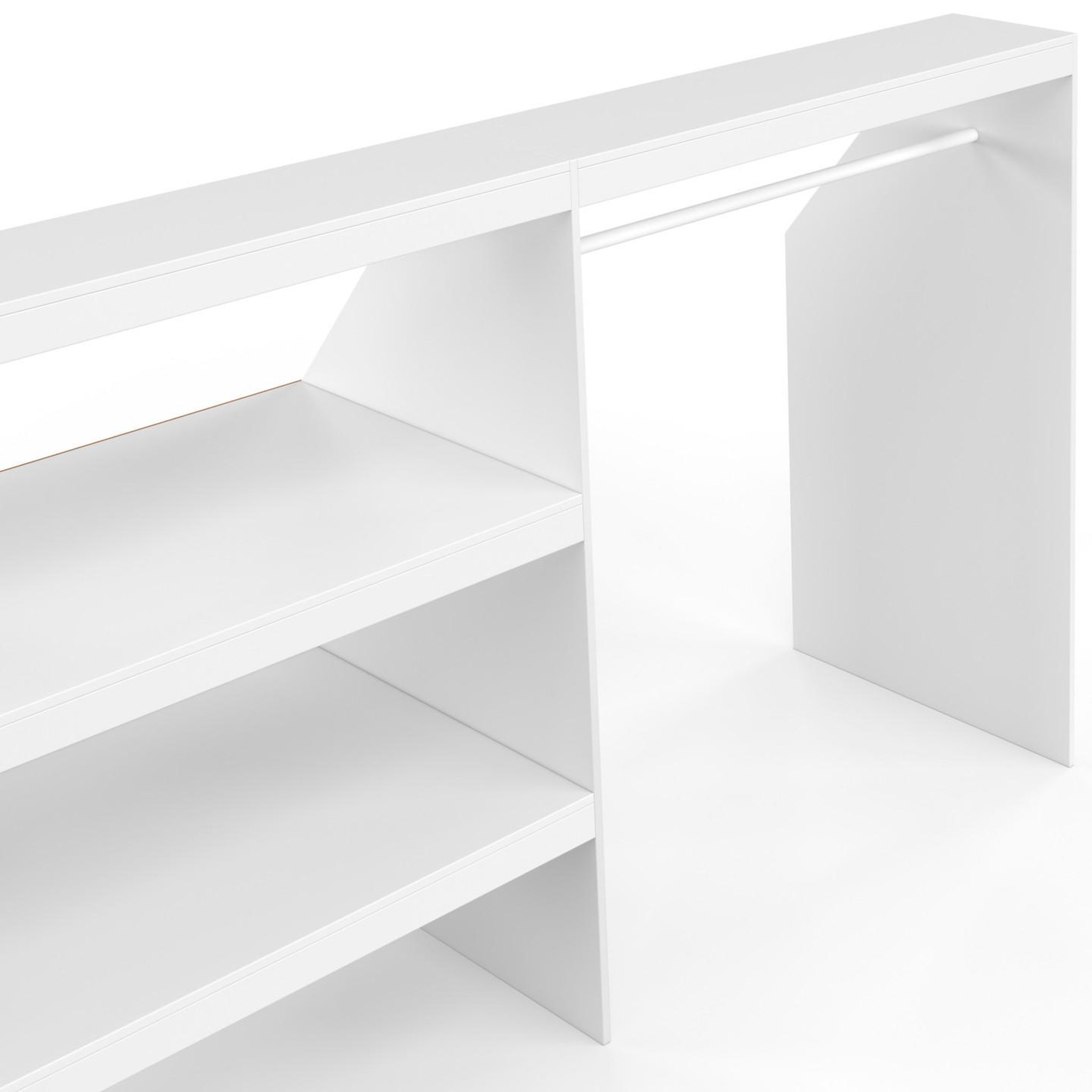Voir la diapositive 5 : ID MARKET Kit dressing sous pente avec étagère 2 niveaux et penderie tomi 195 x 50 x 70/110 cm blanc