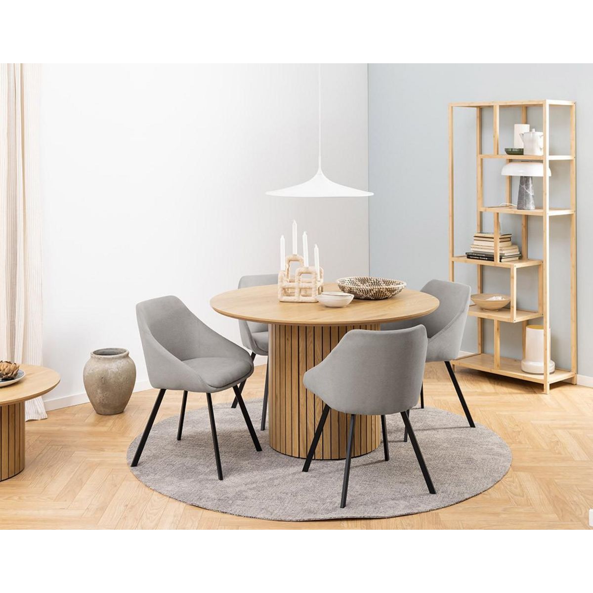 LISA DESIGN Tardis - table à manger ronde - effet bois- 4 personnes