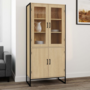 Voir la diapositive 2 : ID MARKET Vitrine buffet haut H. 176 cm vaisselier DETROIT 4 portes design industriel