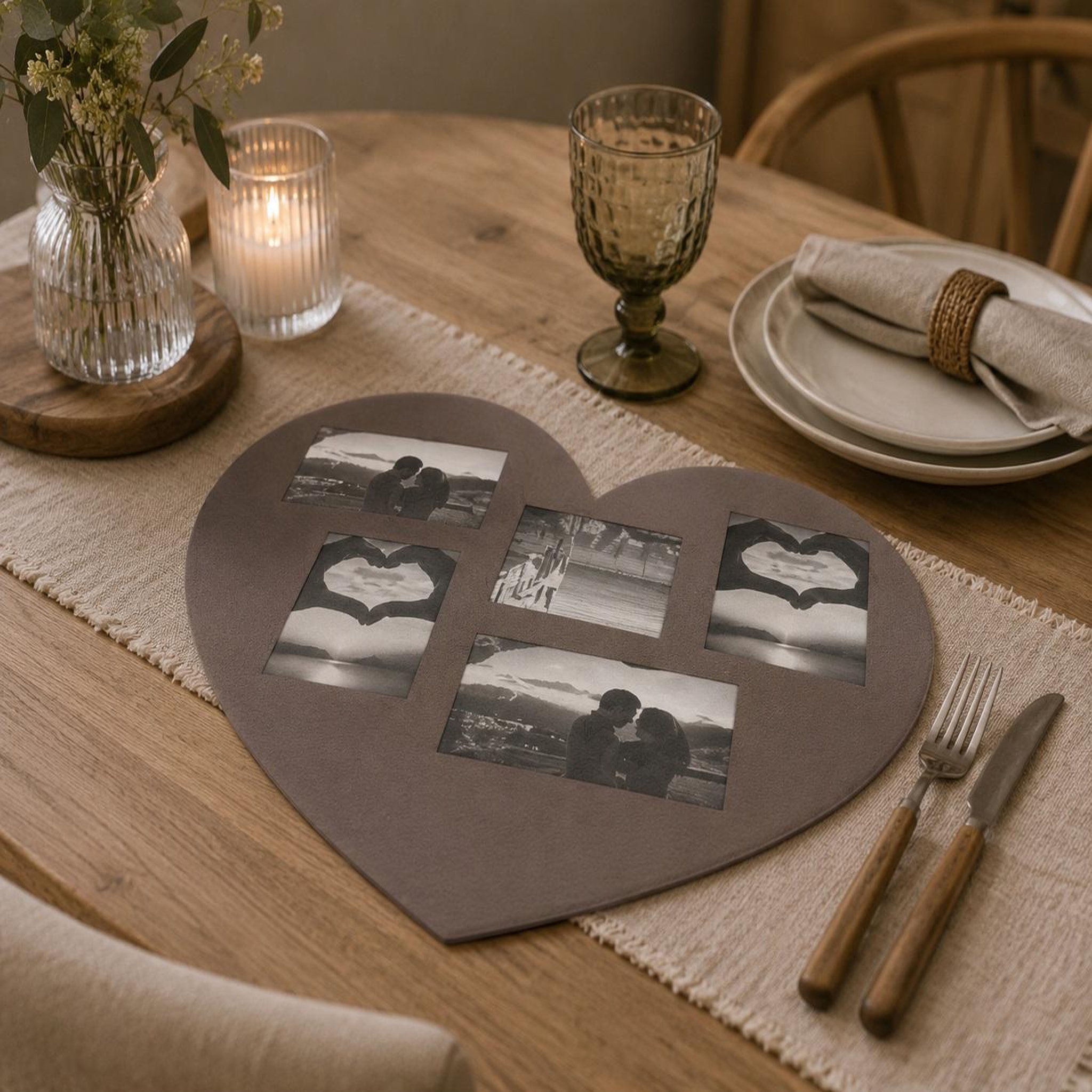 Voir la diapositive 3 : Eden Set de table photos coeur design et moderne