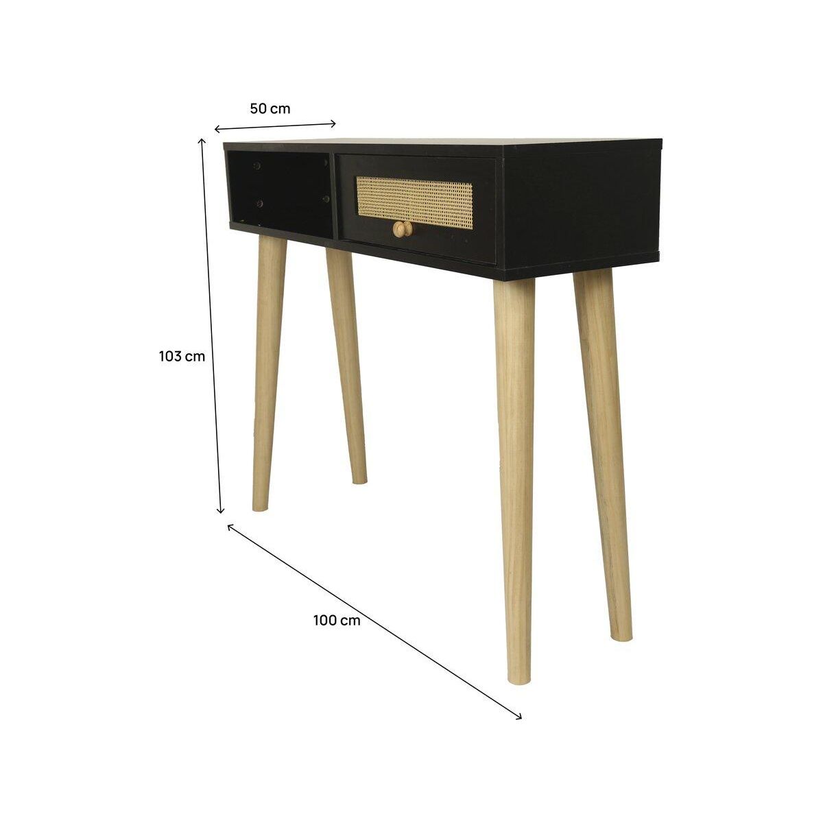 Habitat et Jardin Console cannage  Marine  - 100 x 29 x 81 cm - Noir