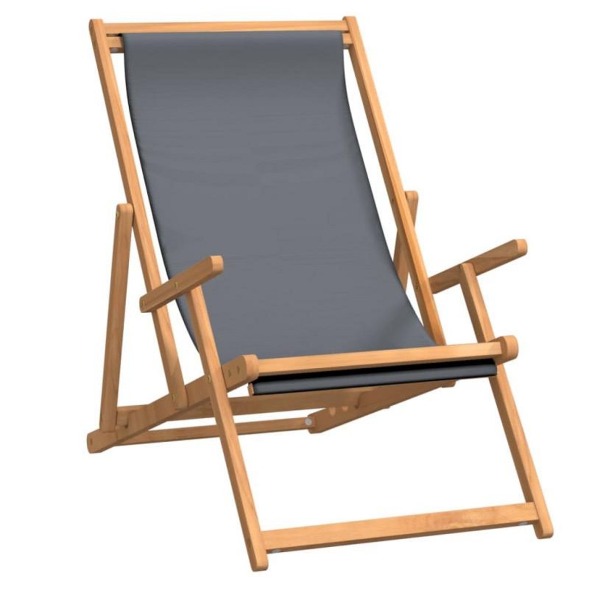 VIDAXL Chaise de plage pliable Bois de teck solide Gris