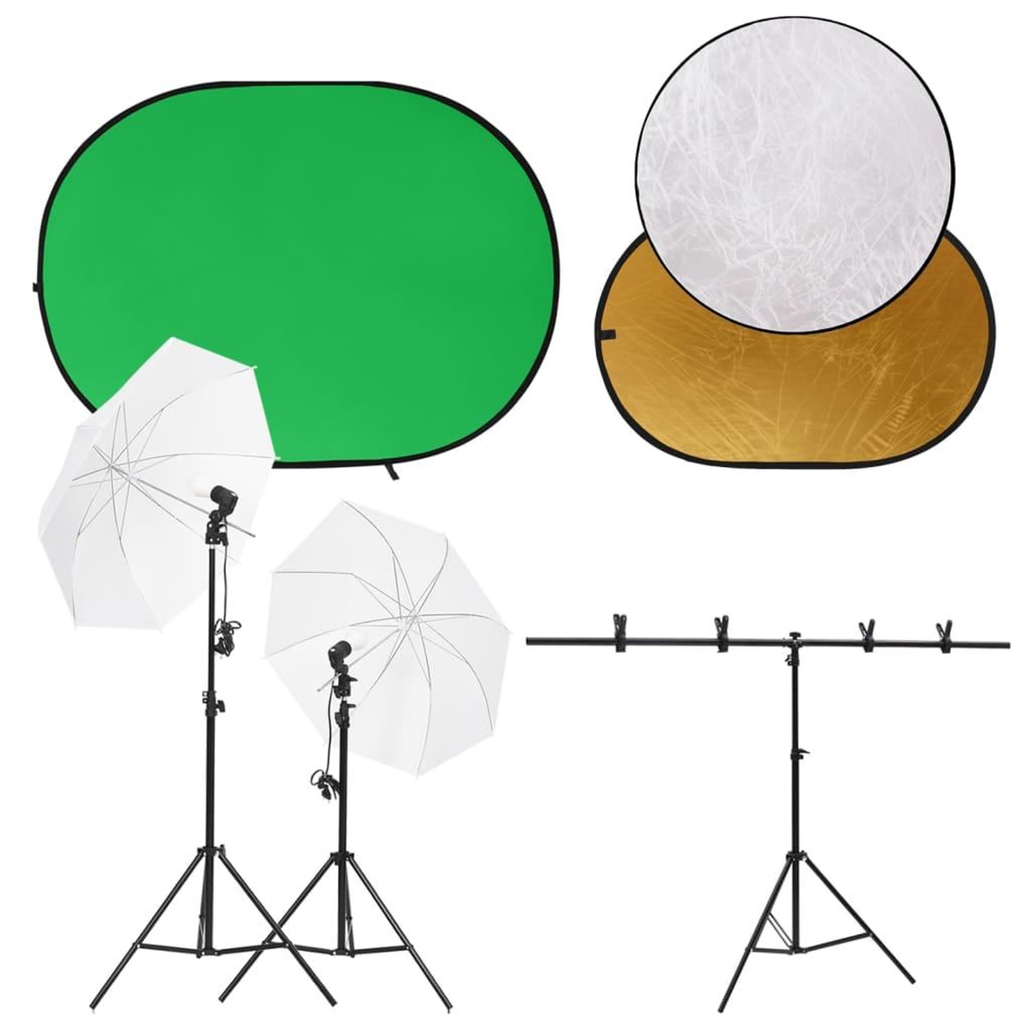 VIDAXL Kit de studio photo avec eclairage ecran de fond et reflecteur