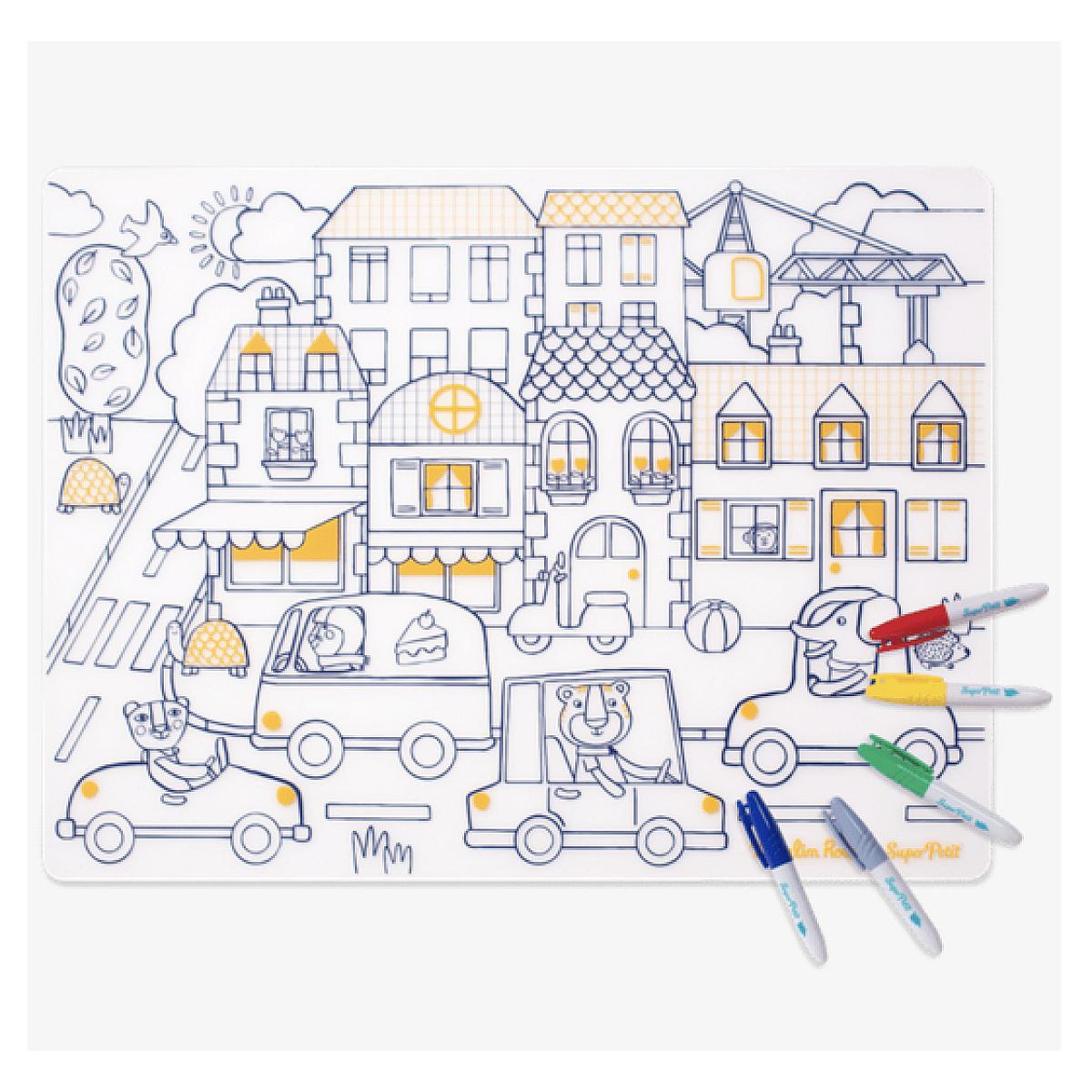 Voir la diapositive 2 : SUPER PETIT Set de table a colorier en silicone - COLLAB SUPERPETIT X MOULIN ROTY POPIPOP