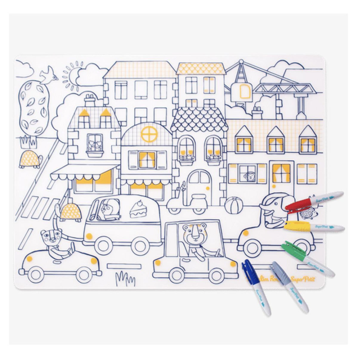 SUPER PETIT Set de table a colorier en silicone - COLLAB SUPERPETIT X MOULIN ROTY POPIPOP