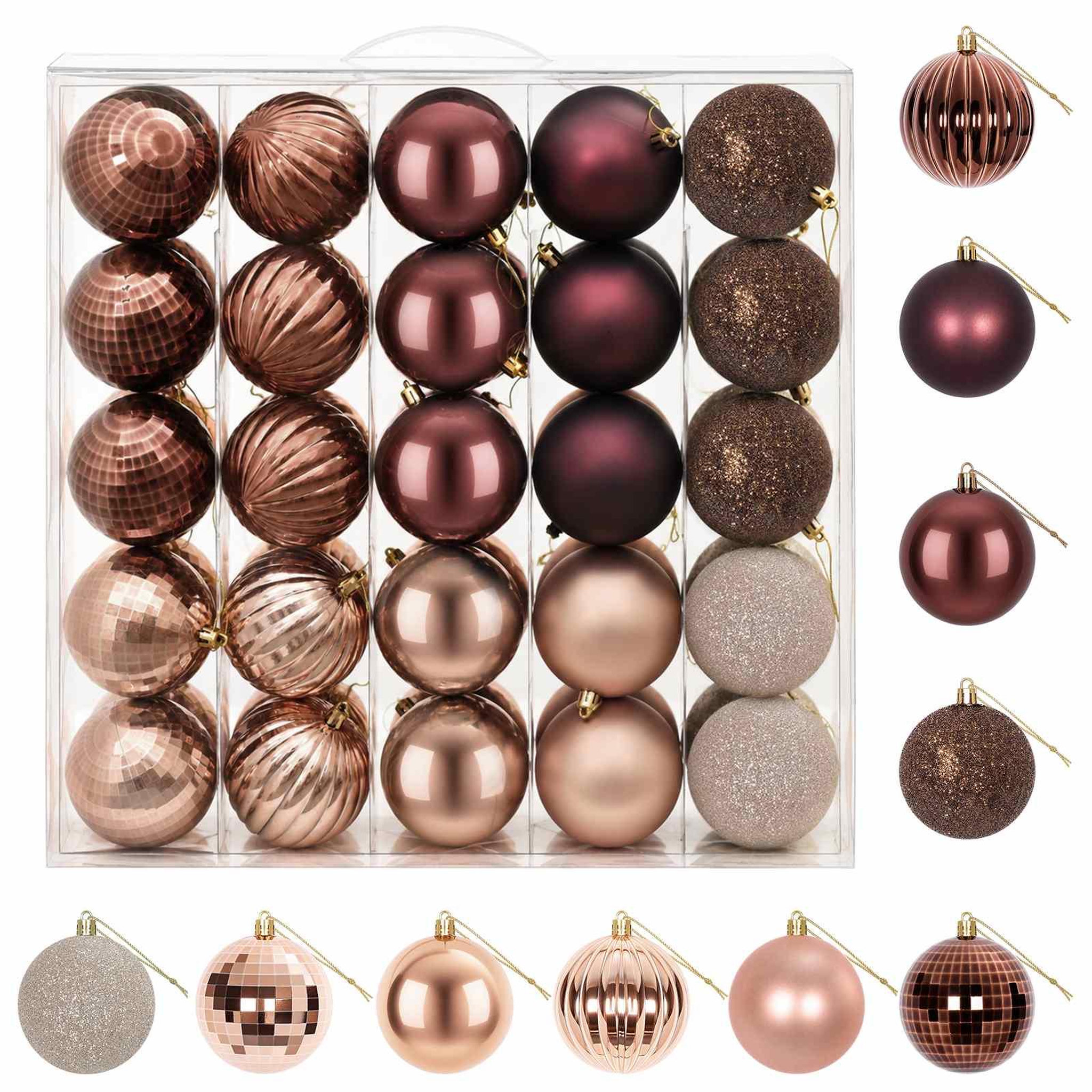 VIDAXL Ensemble de boules de Noël 50 pc Champagne et brun Diam. 8 cm