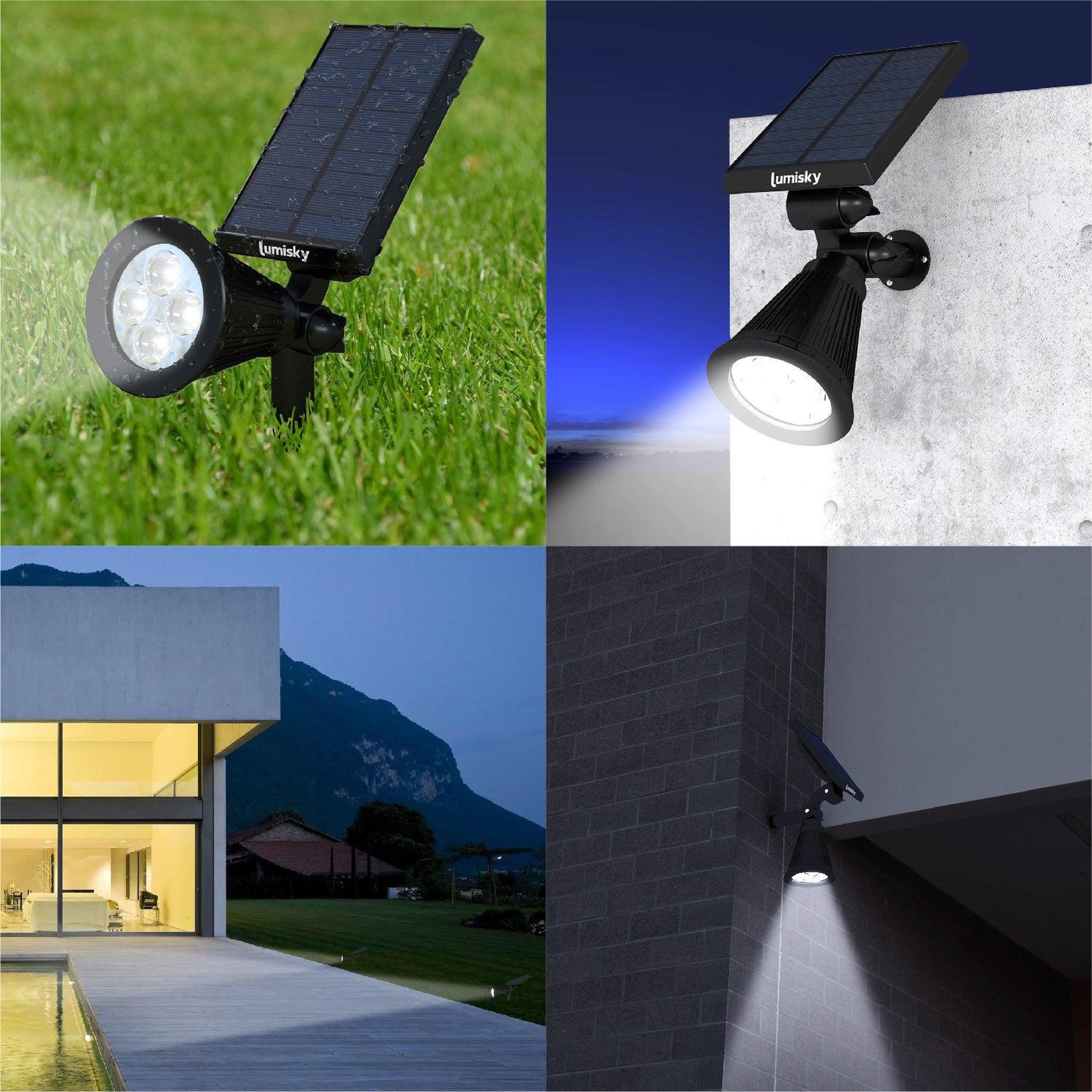Voir la diapositive 4 : Lumisky Lot de 2 spots solaires projecteurs SPIKY W34 Noir Plastique 100LM