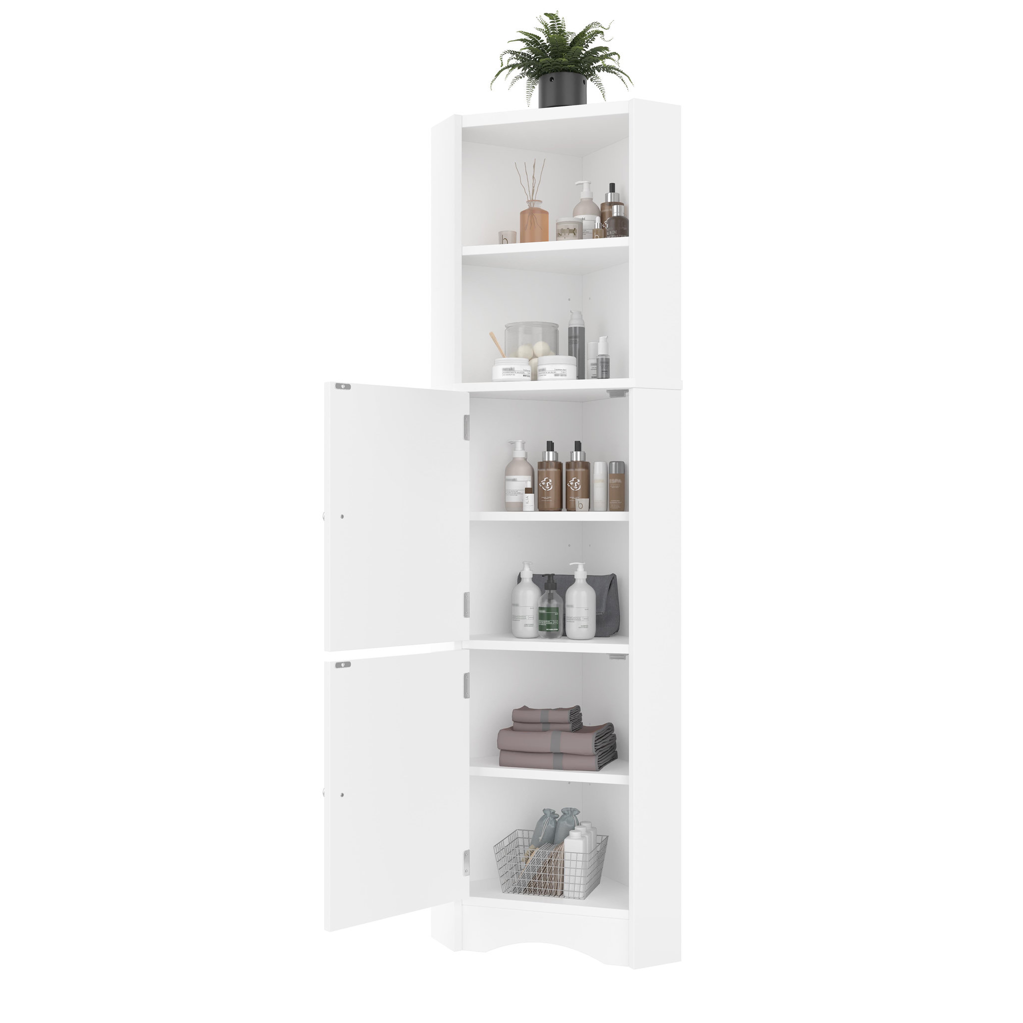 MERAX Meuble De Rangement Salle De Bain Avec 2 Portes Et 2 Étagères Blanc