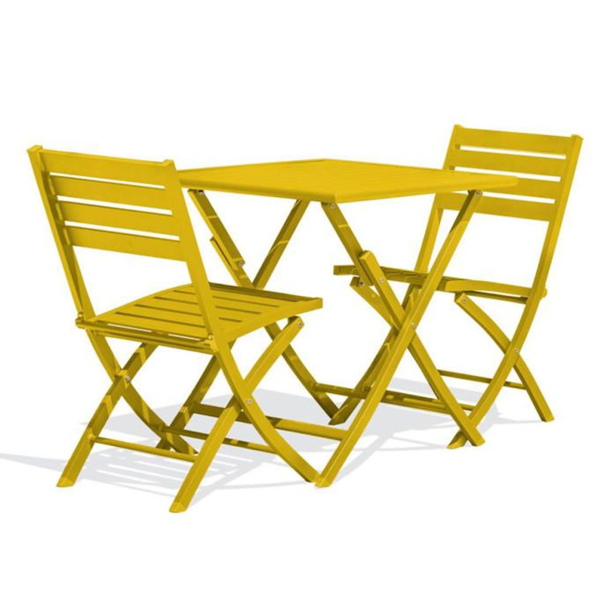 Paris Prix Ensemble Table de Jardin Pliante & 2 Chaises  Marius  70cm Moutarde