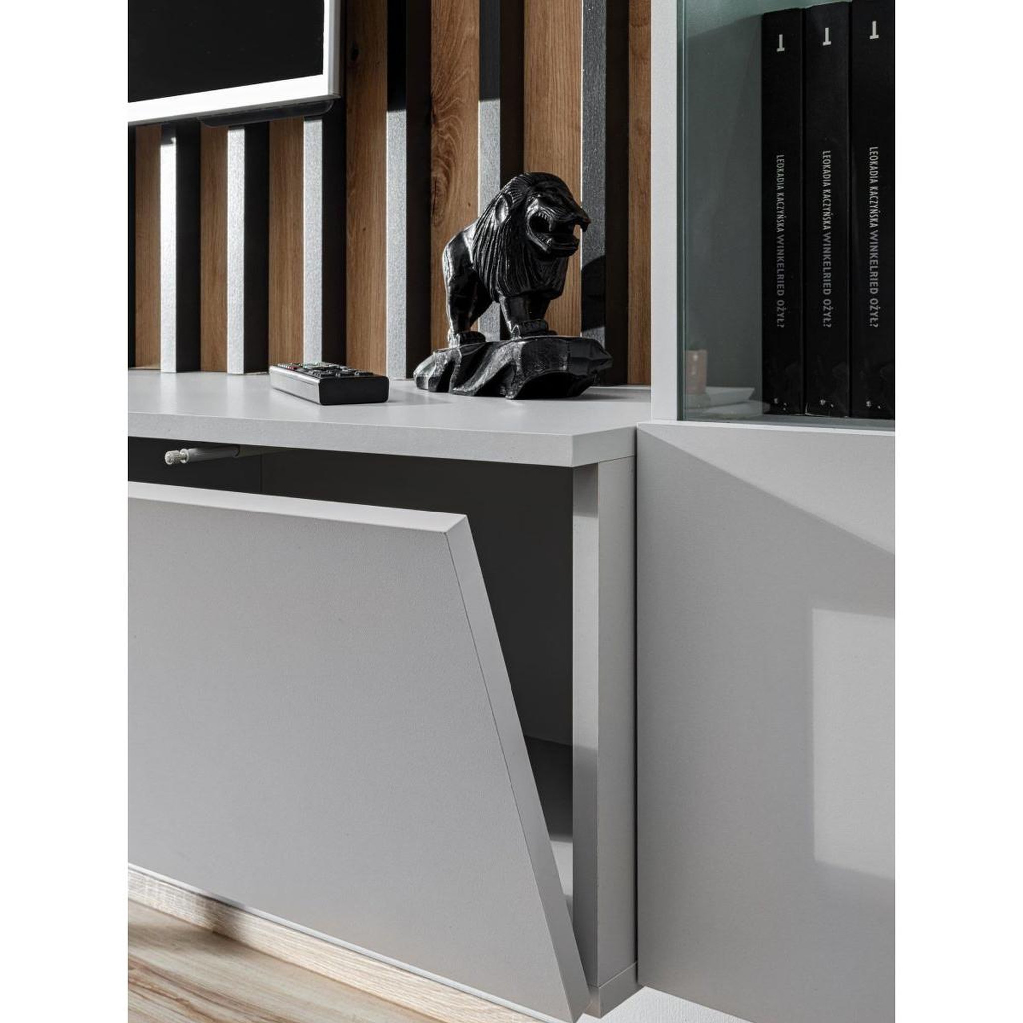 Voir la diapositive 5 : Paris Prix Ensemble meuble tv design  verti  220cm gris & naturel