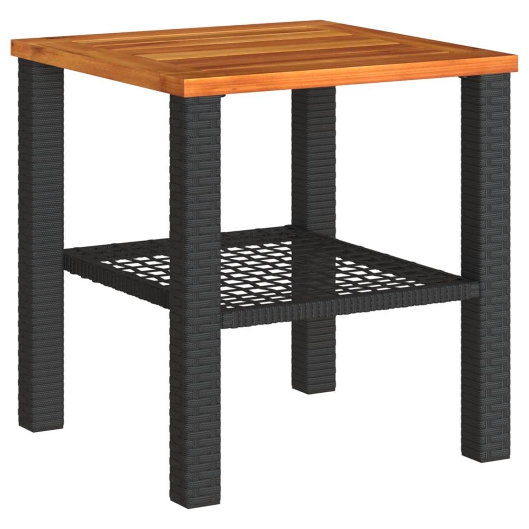 Voir la diapositive 2 : VIDAXL Table de jardin noir 40x40x42 cm resine tressee et bois acacia