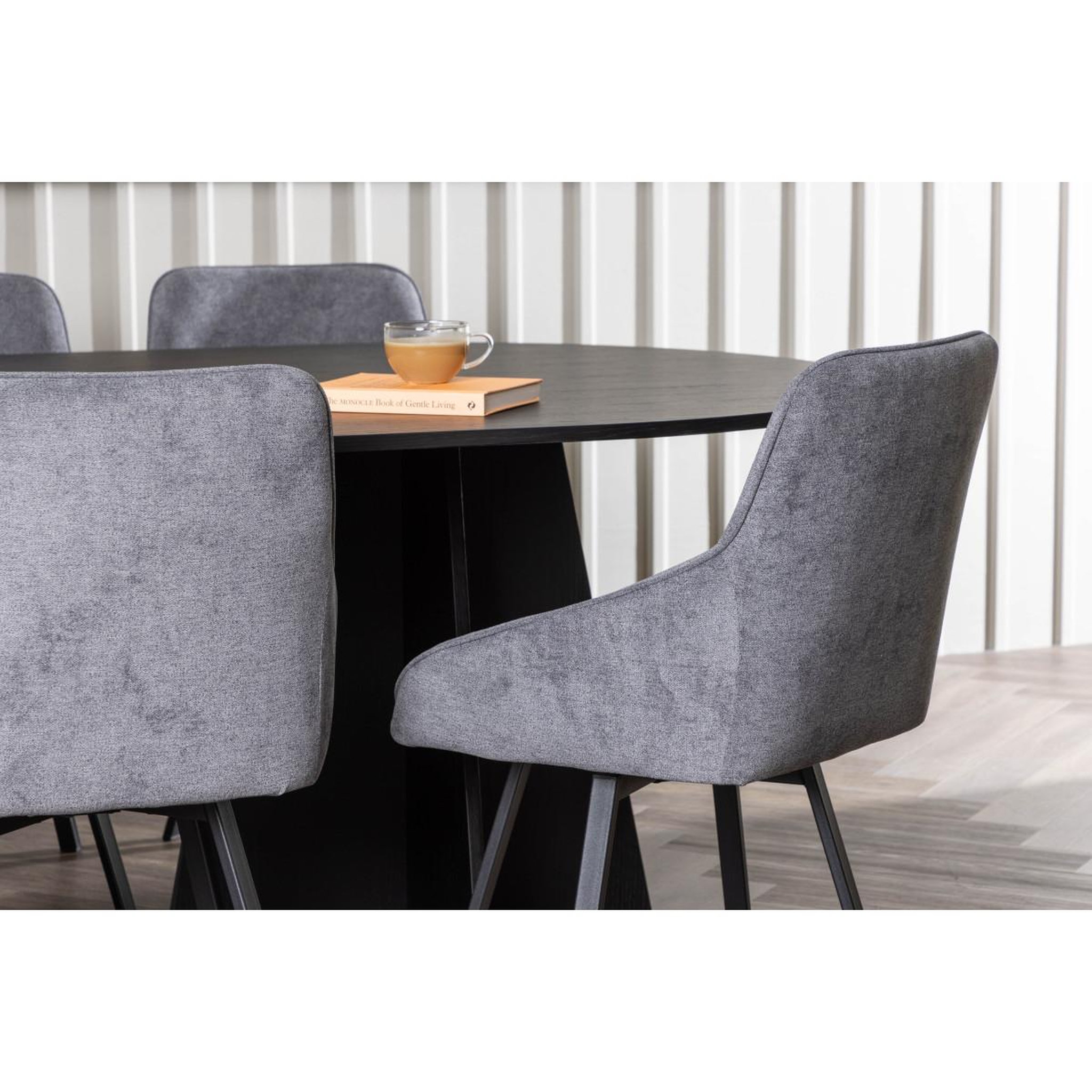 Voir la diapositive 5 : Paris Prix Ensemble table à manger & 6 chaises  bootcut & rosie  230cm noir & gris