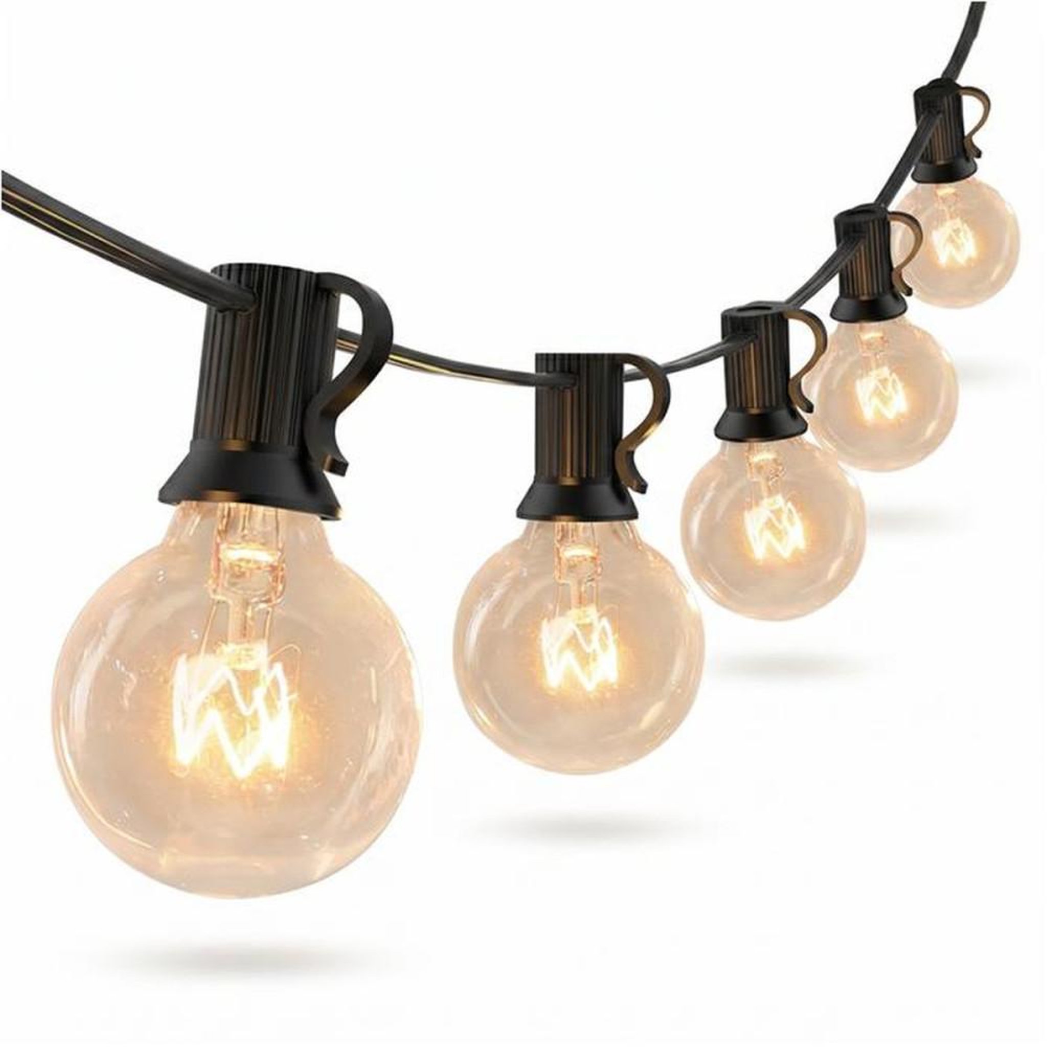 NO BRAND Guirlande lumineuse extérieure 30 m 50 ampoules G40 blanc chaud + 4 de rechange IP44 abat-jour verre