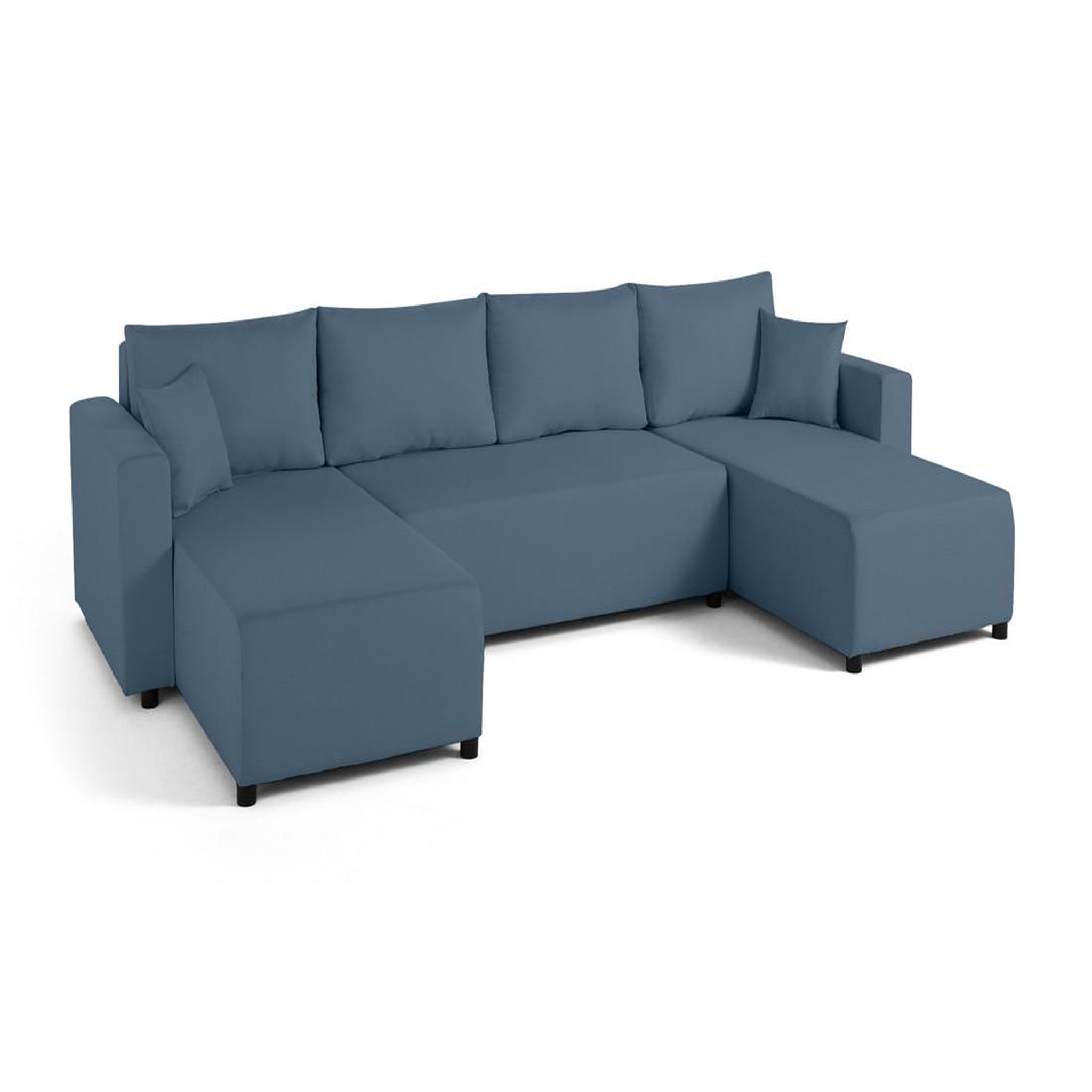 Voir la diapositive 2 : BEST MOBILIER Regala - canapé panoramique - 7 places - convertible avec coffre - en tissu