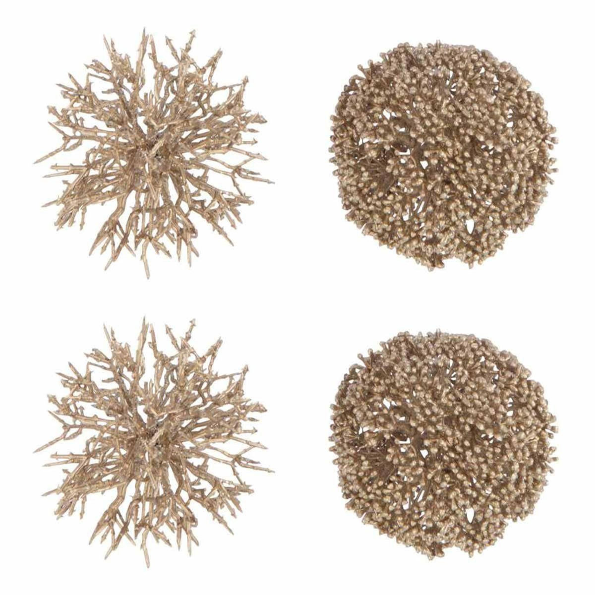 Paris Prix Lot de 4 Boules de Noël  Corail  10cm Champagne