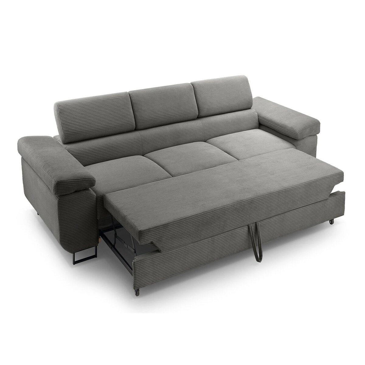 BEST MOBILIER Pablo - canapé 3 places - convertible avec têtières réglables - en velours côtelé