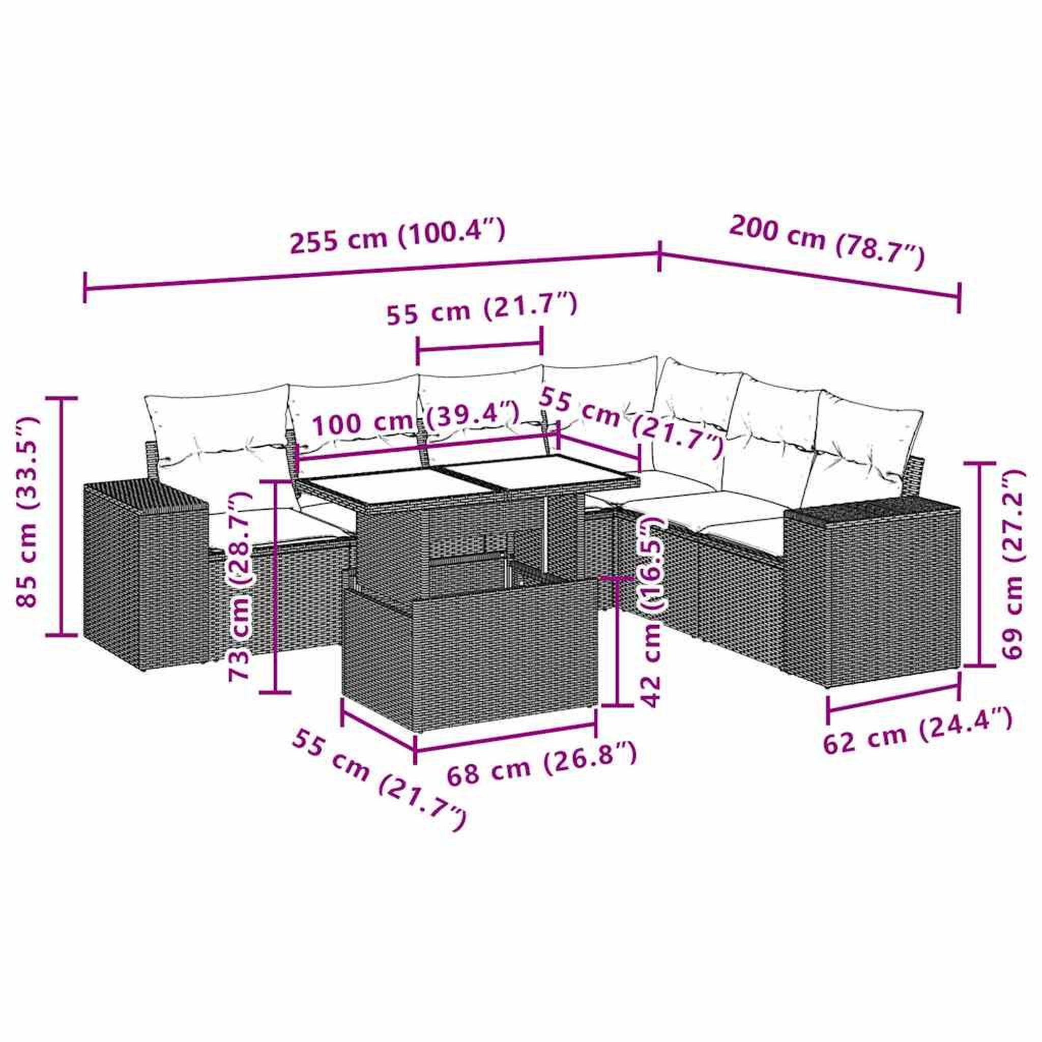 Voir la diapositive 6 : VIDAXL Salon de jardin 7 pcs avec coussins noir resine tressee