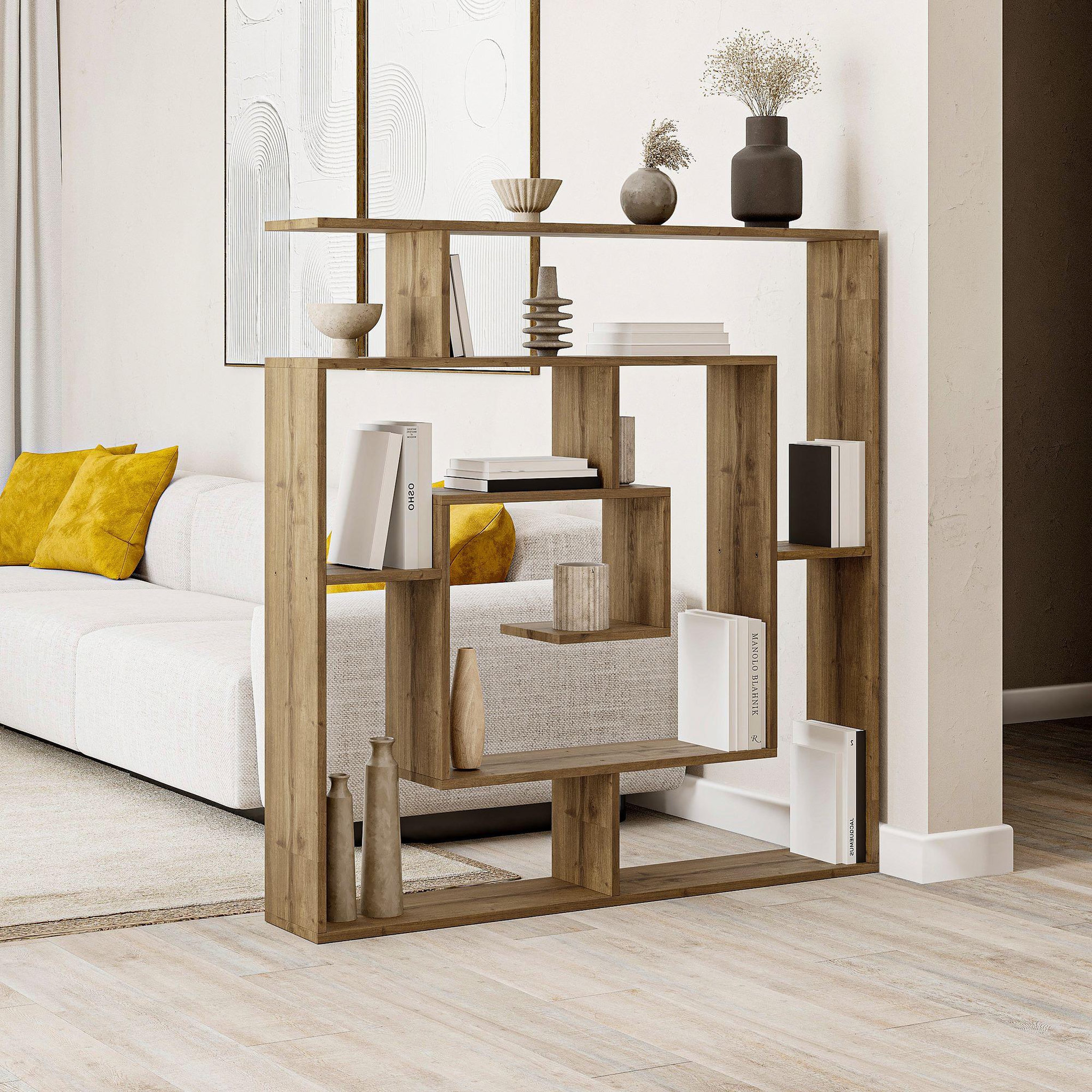 Voir la diapositive 2 : Habitat et Jardin Bibliothèque en bois  labirent  - 125 x 22 x 129 cm - marron