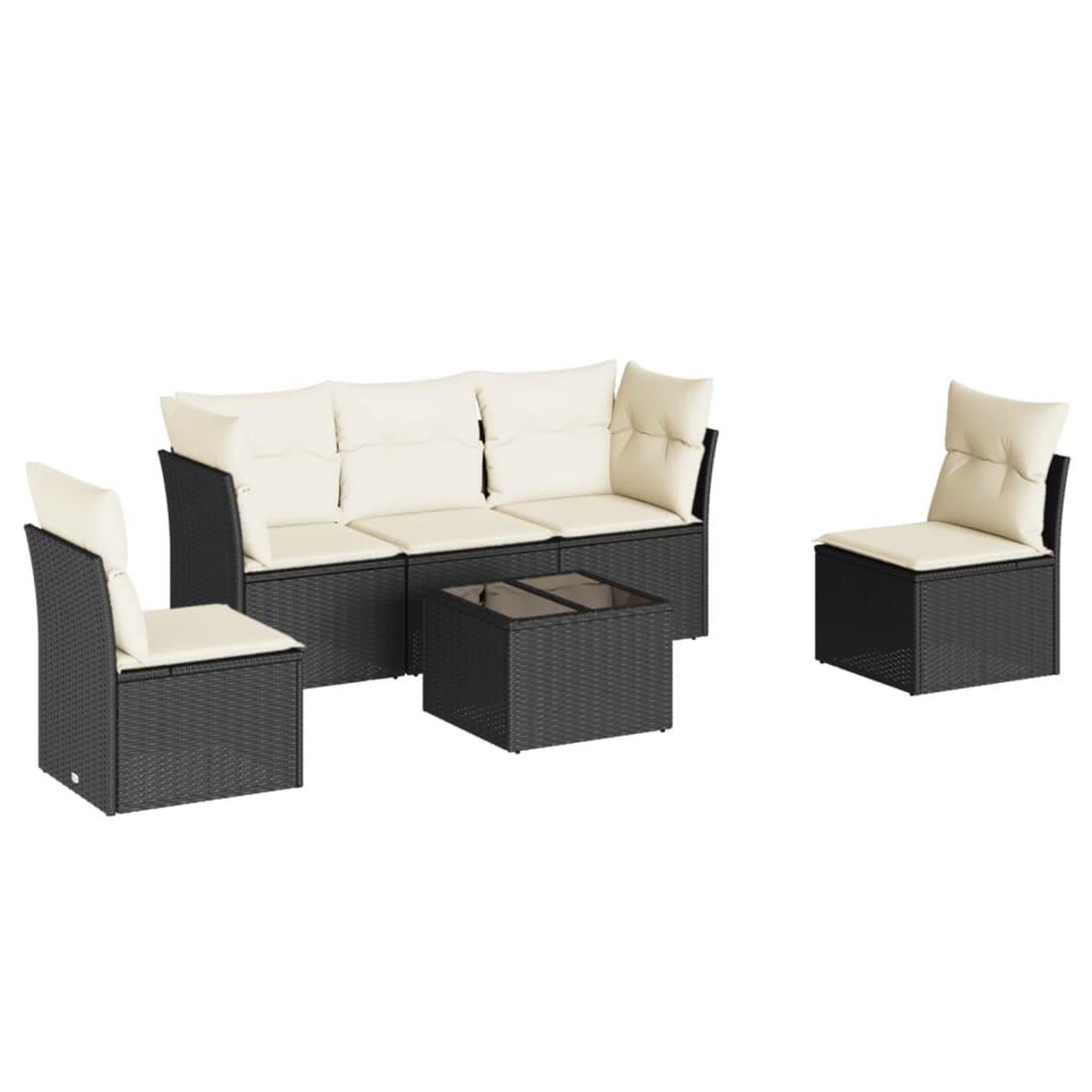 Voir la diapositive 2 : VIDAXL Salon de jardin 6 pcs avec coussins noir resine tressee