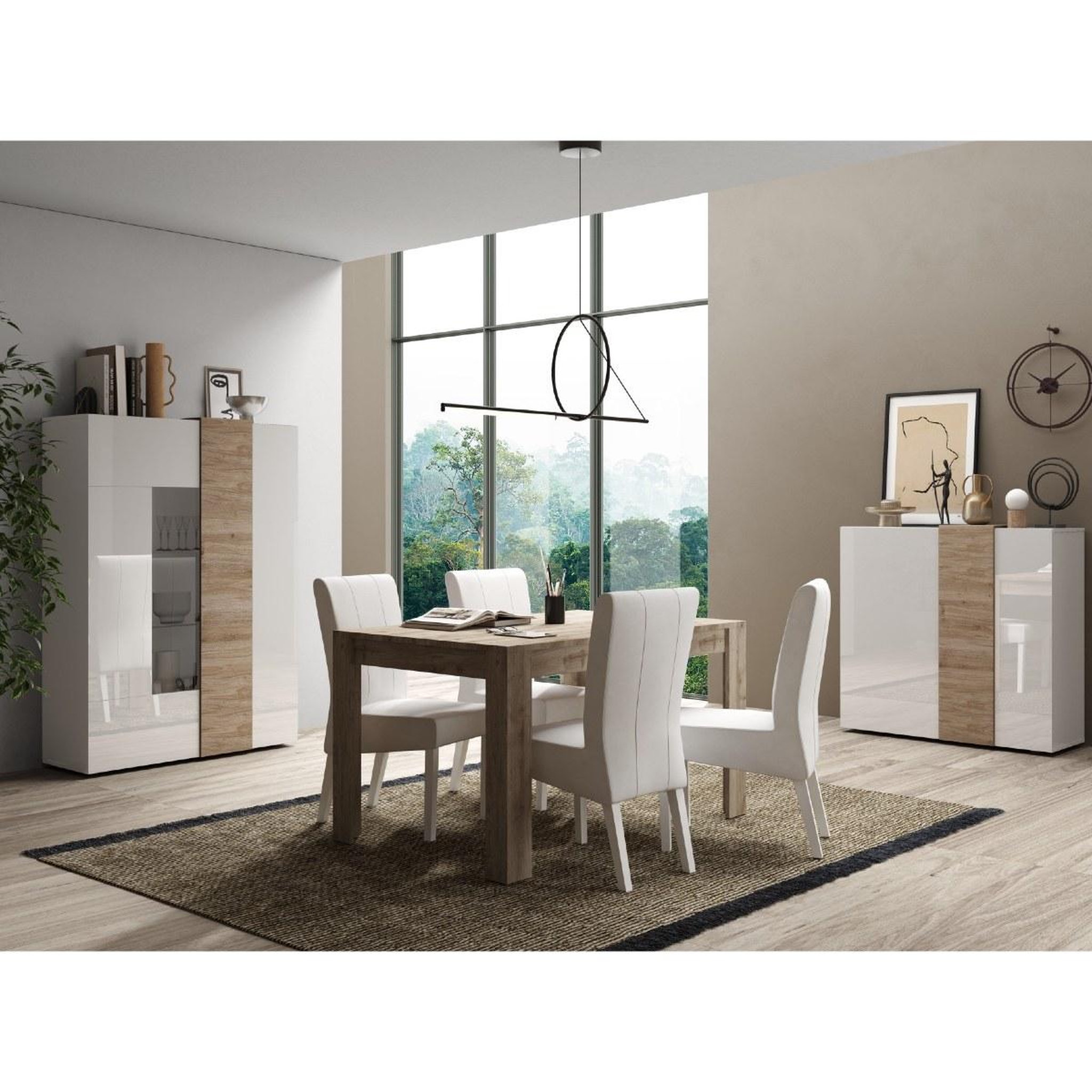 Voir la diapositive 5 : JLC KREATION Vitrine moderne blanc et bois 2 portes SIA
