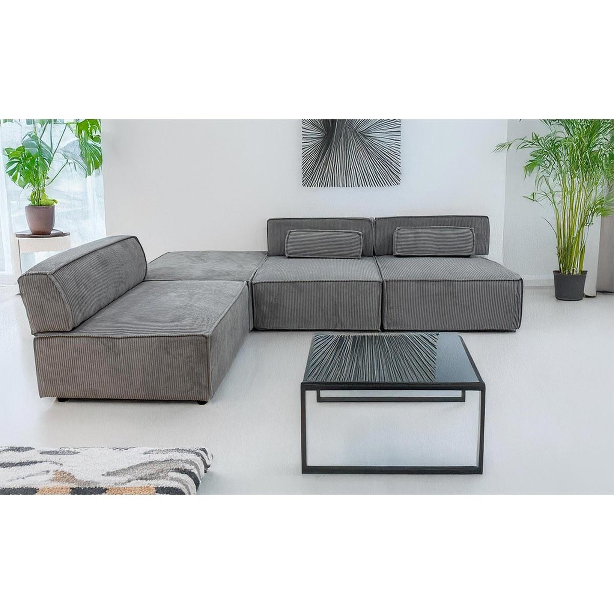 Voir la diapositive 5 : Paris Prix Canapé modulable en velours côtelé  todd  258cm gris