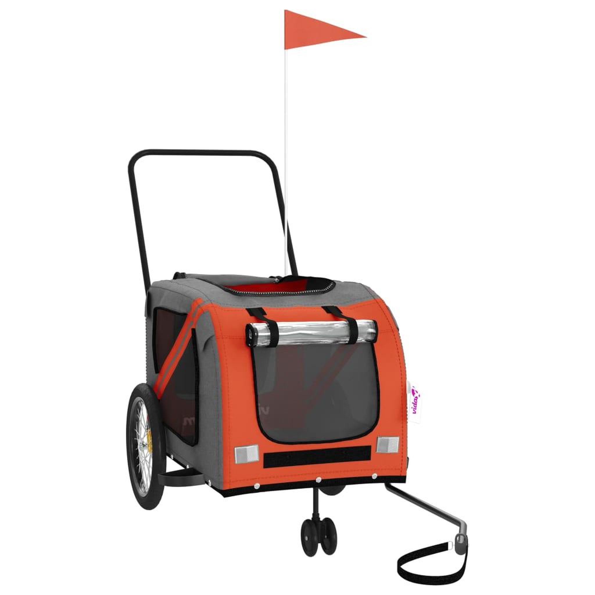 Voir la diapositive 3 : VIDAXL Remorque de velo pour animaux de compagnie orange et gris