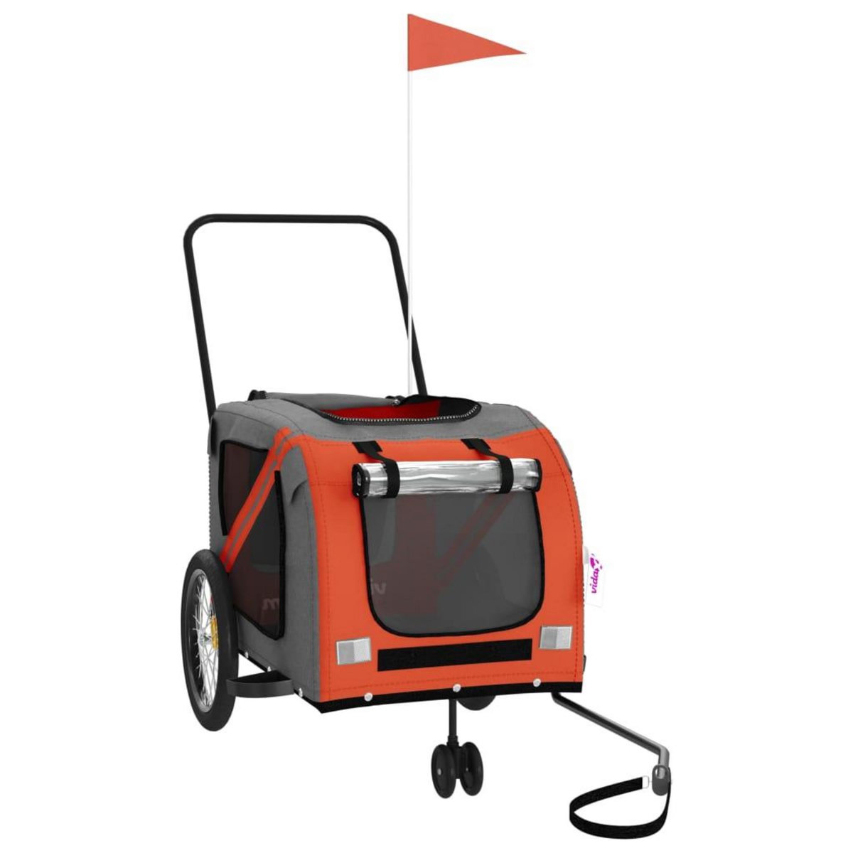 VIDAXL Remorque de velo pour animaux de compagnie orange et gris