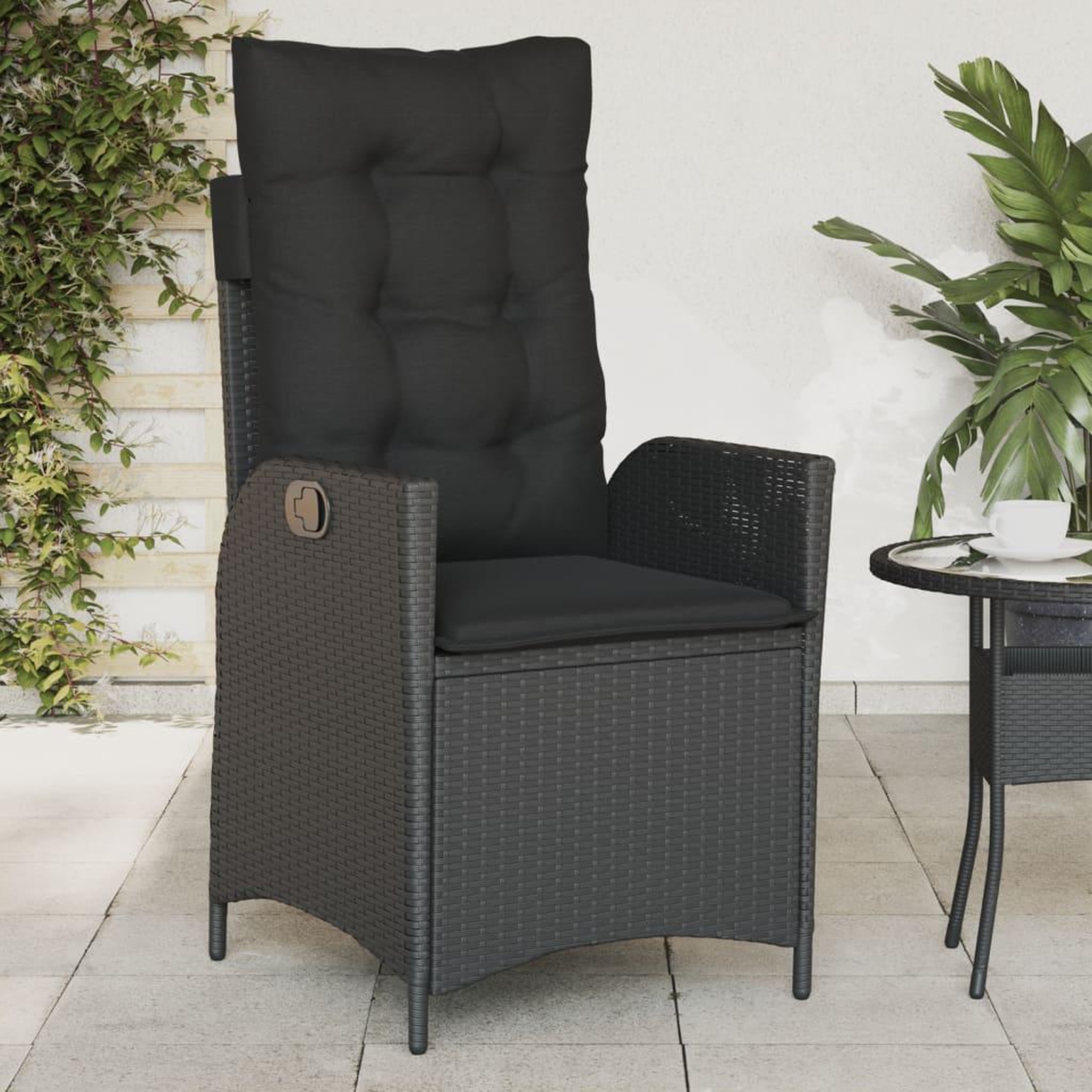 Voir la diapositive 3 : VIDAXL Chaises inclinables de jardin lot de 2 et coussins noir rotin