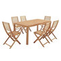 Voir la diapositive 1 : MARKET24 Ensemble repas de jardin 6 personnes - Table 160 x 90 cm + 6 chaises pliantes - Bois Eucalyptus FSC