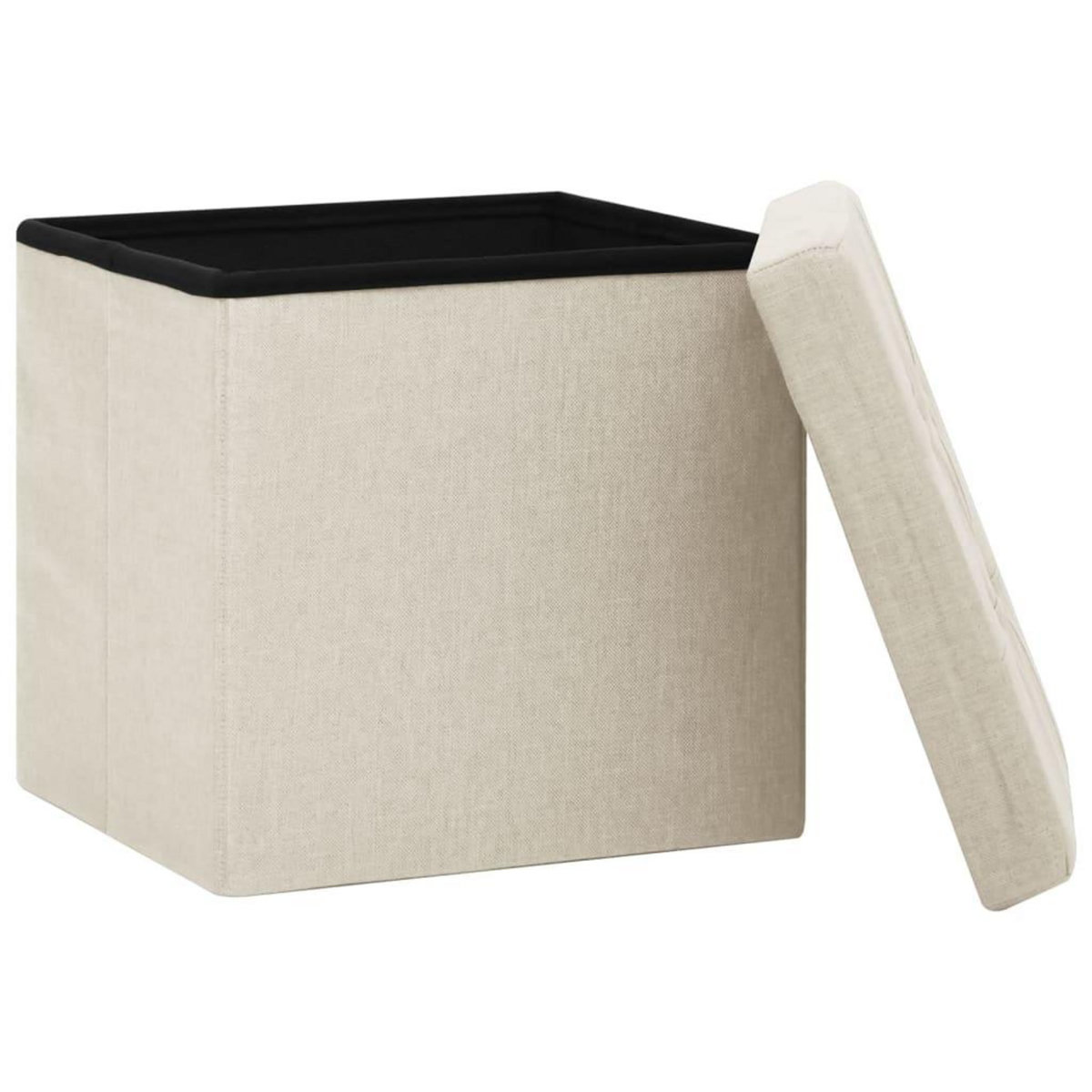 VIDAXL Tabouret de rangement pliable Blanc creme Faux lin