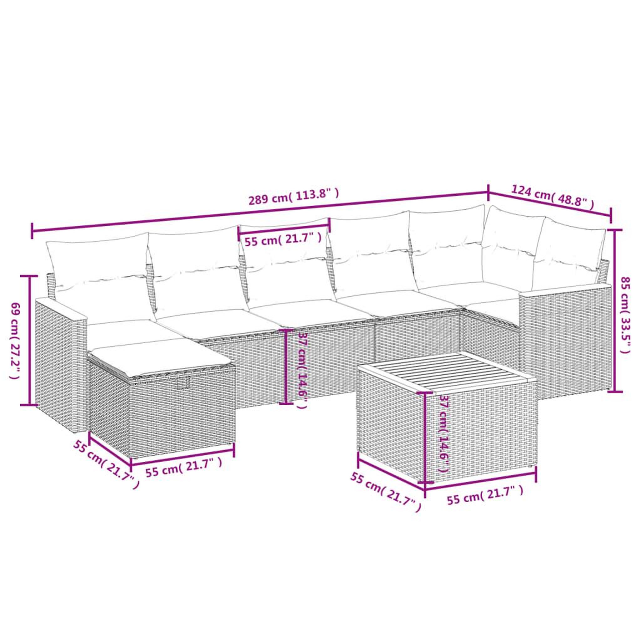 Voir la diapositive 4 : VIDAXL Salon de jardin 8 pcs avec coussins noir resine tressee