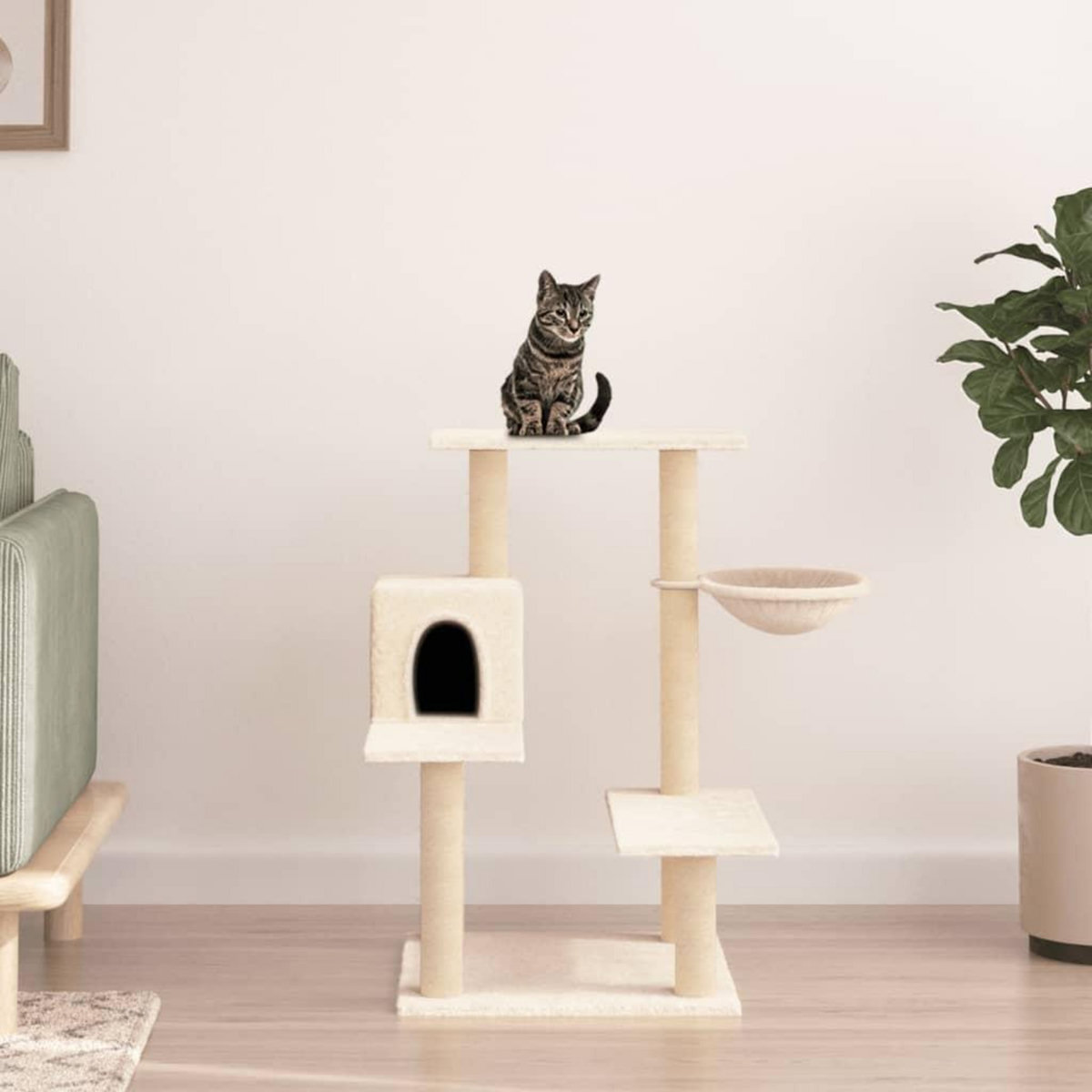 VIDAXL Arbre a chat avec griffoirs en sisal creme 82,5 cm
