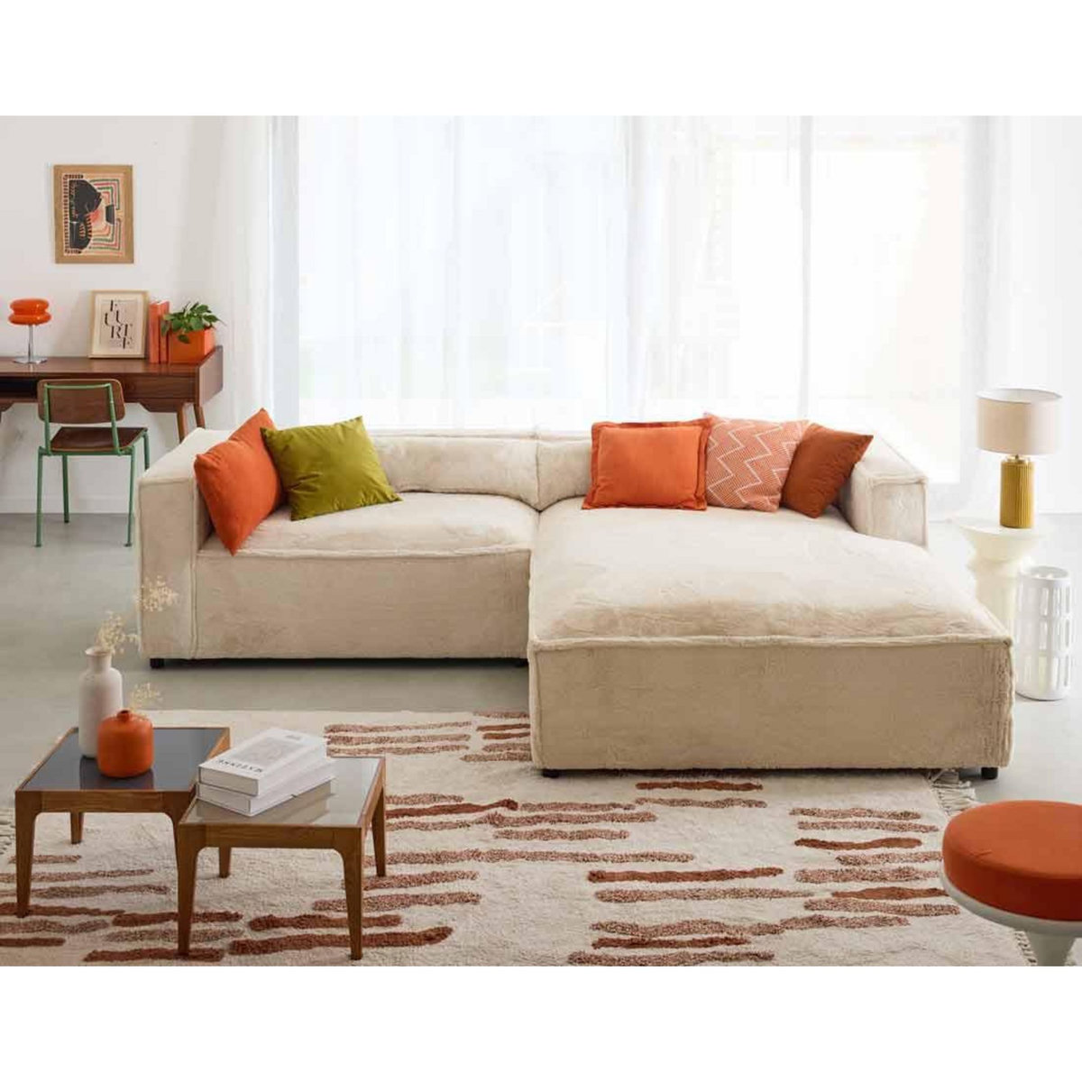 LISA DESIGN Ela - canapé d'angle droit 4 places - en fausse fourrure