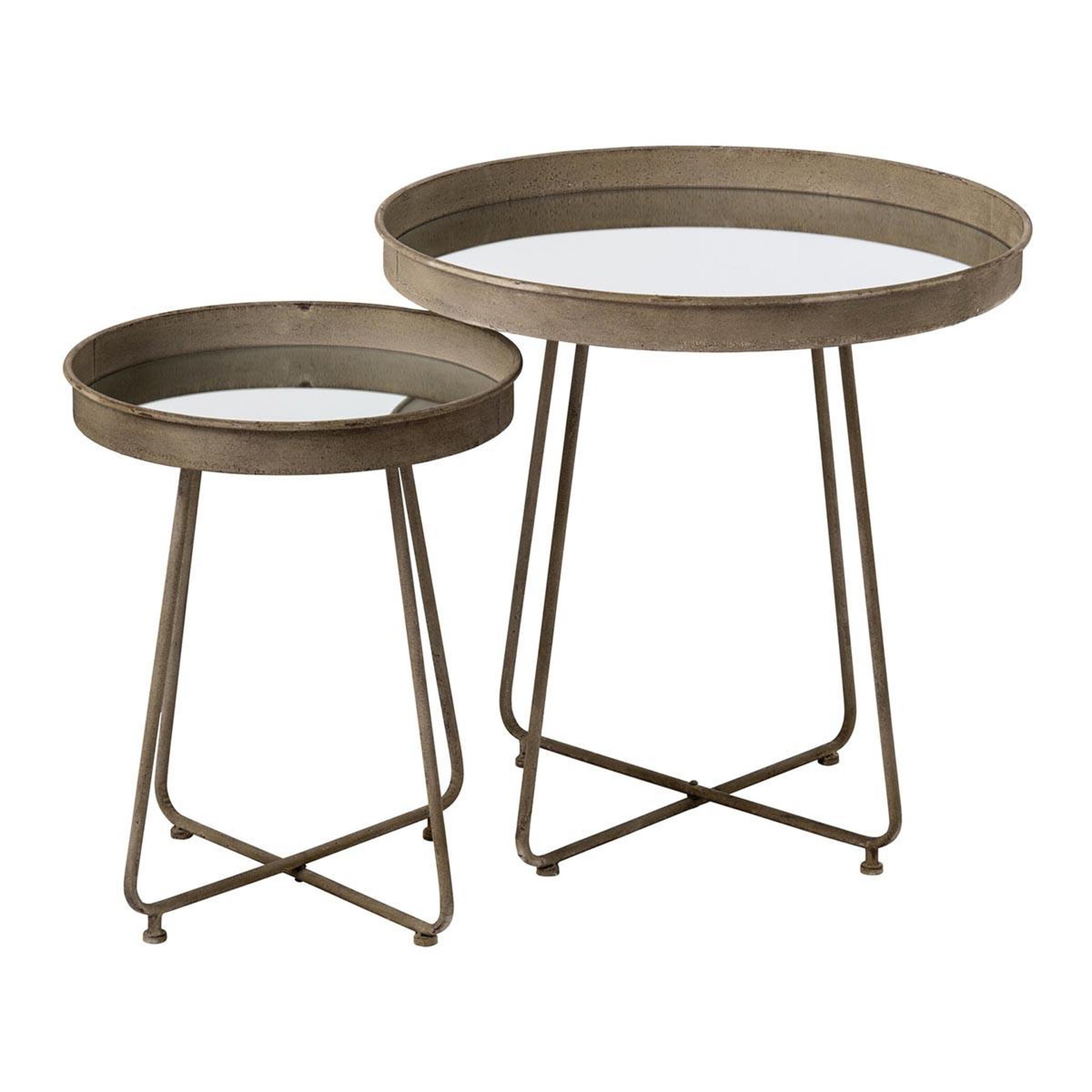 J-LINE Lot de 2 tables d'appoint en métal  nadja  62cm marron