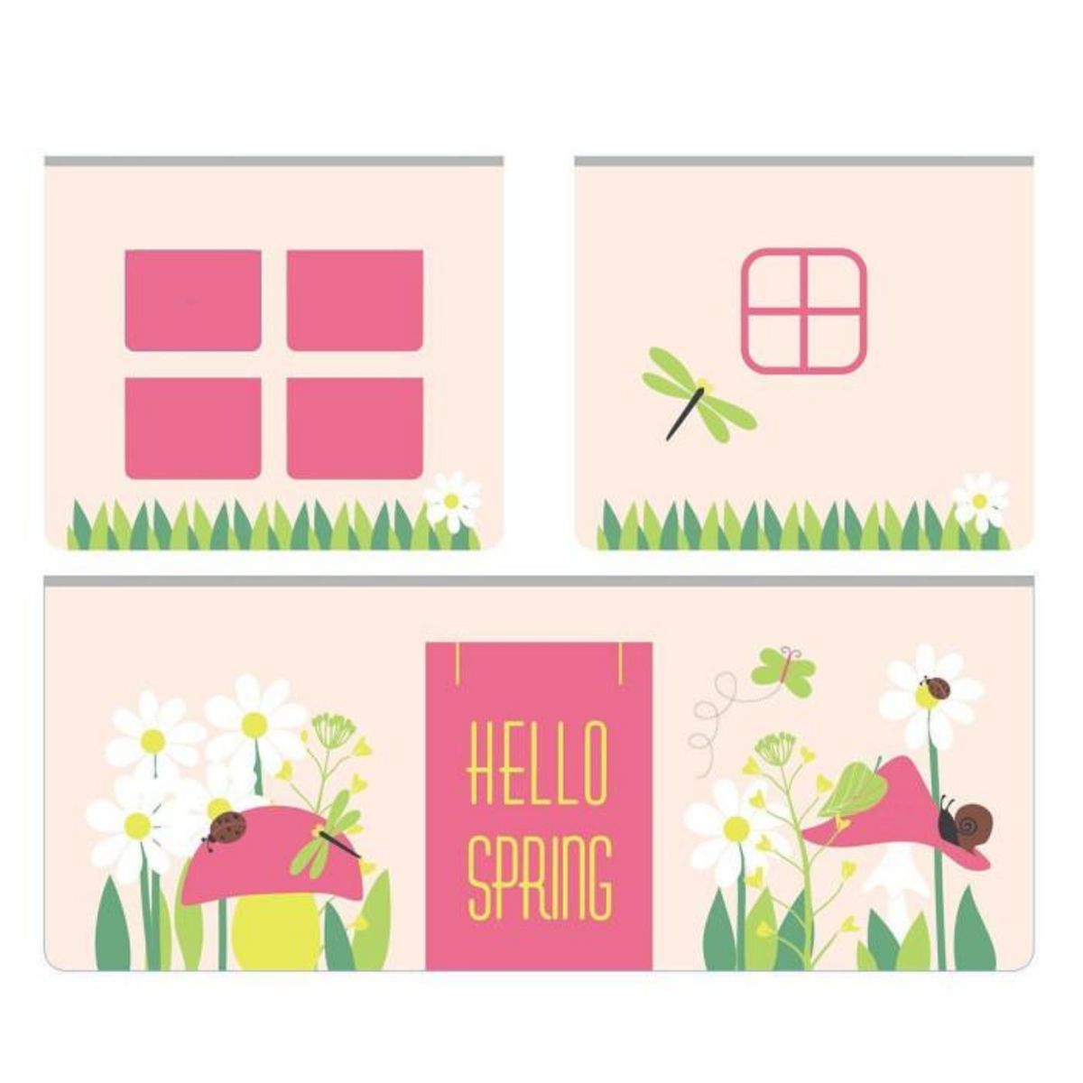 Paris Prix Pack - Lit Enfant Surélevé, Tente, 3 Pochettes & Tunnel  Pino Spring  Naturel