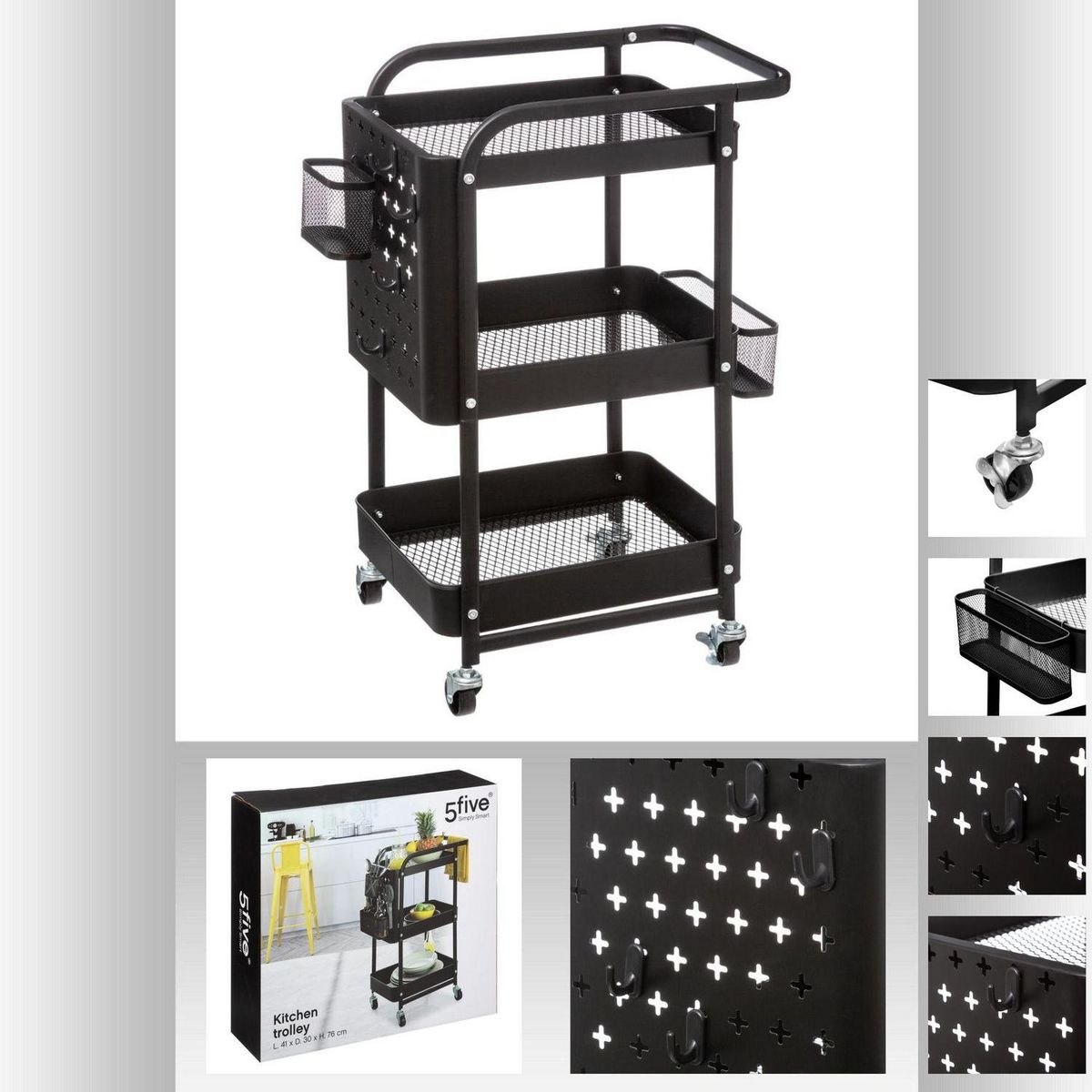 FIVE Desserte de cuisine en métal - Noir