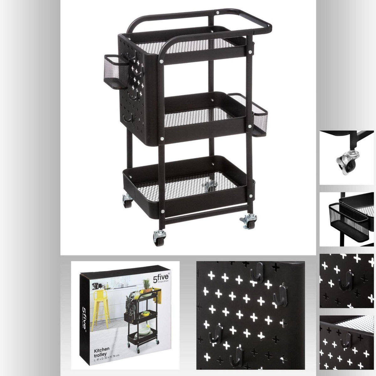 FIVE Desserte de cuisine en métal - Noir