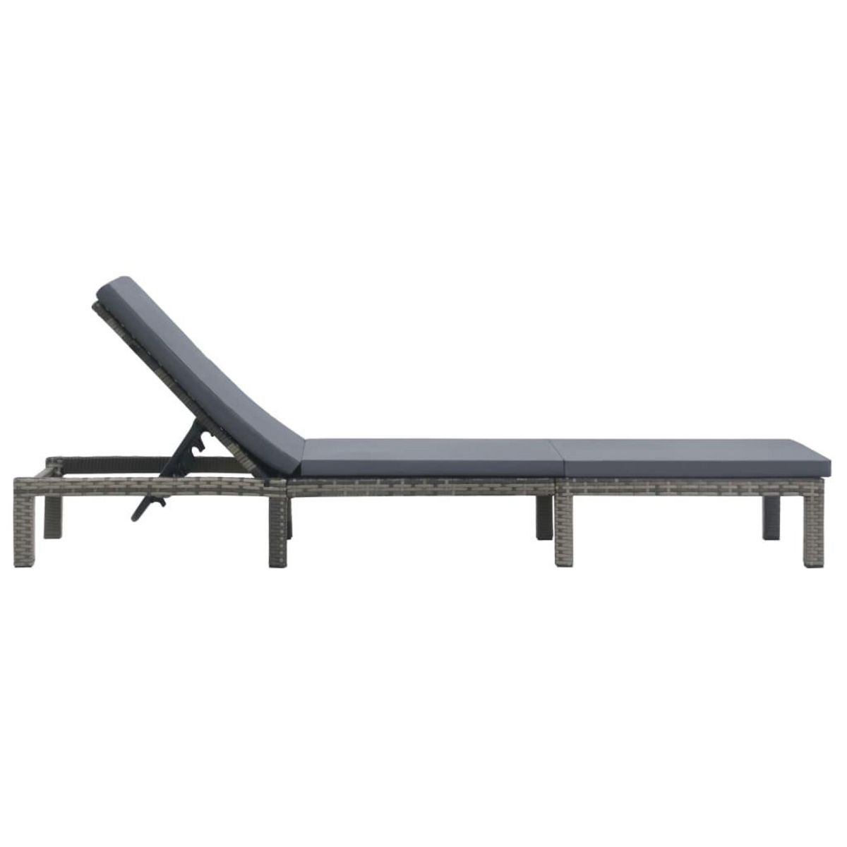 VIDAXL Chaise longue avec coussin Resine tressee Anthracite