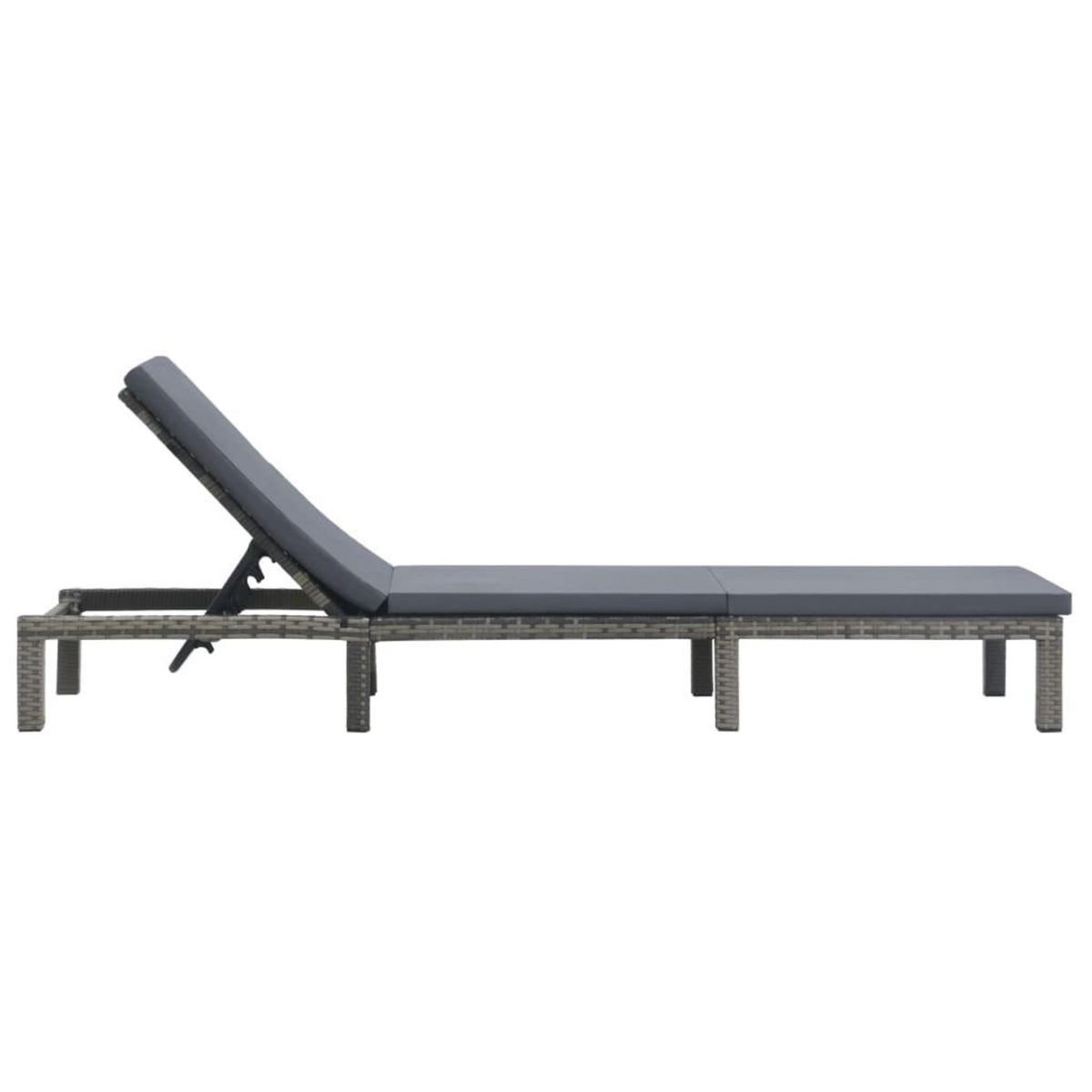 VIDAXL Chaise longue avec coussin Resine tressee Anthracite