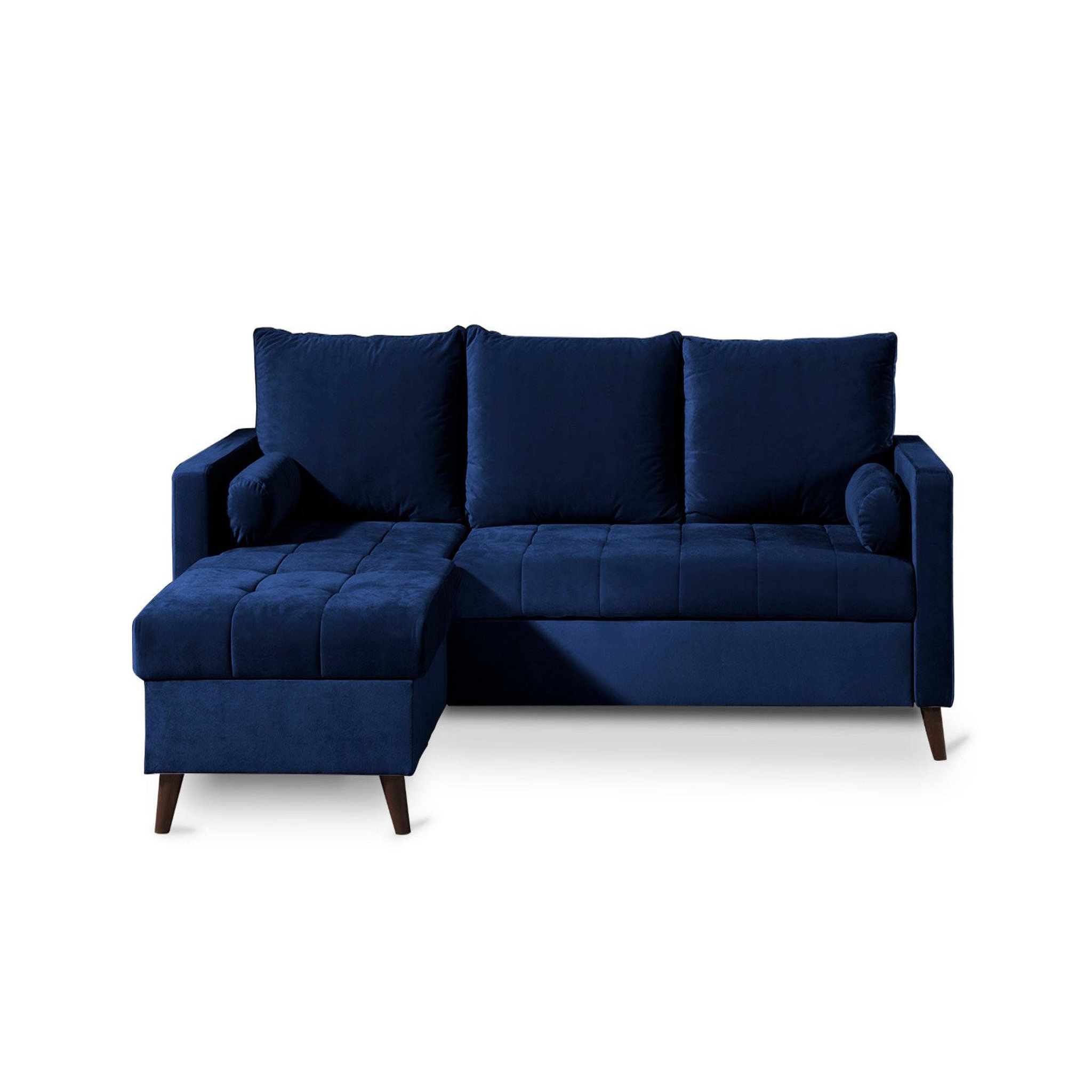 Voir la diapositive 6 : BEST MOBILIER Polar - canapé d'angle réversible convertible - en velours au design scandinave - 4 places