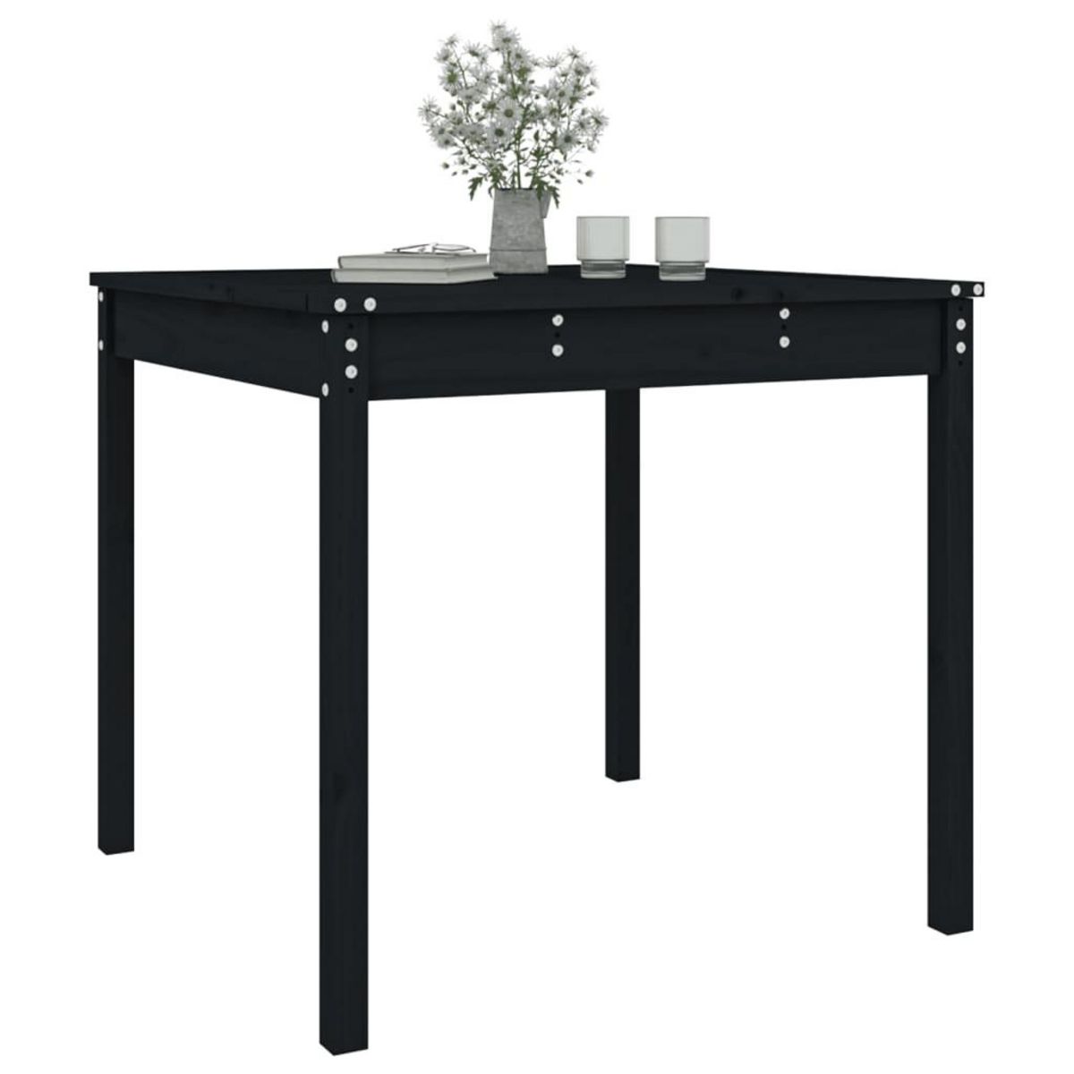 VIDAXL Table de jardin noir 82,5x82,5x76 cm bois massif de pin