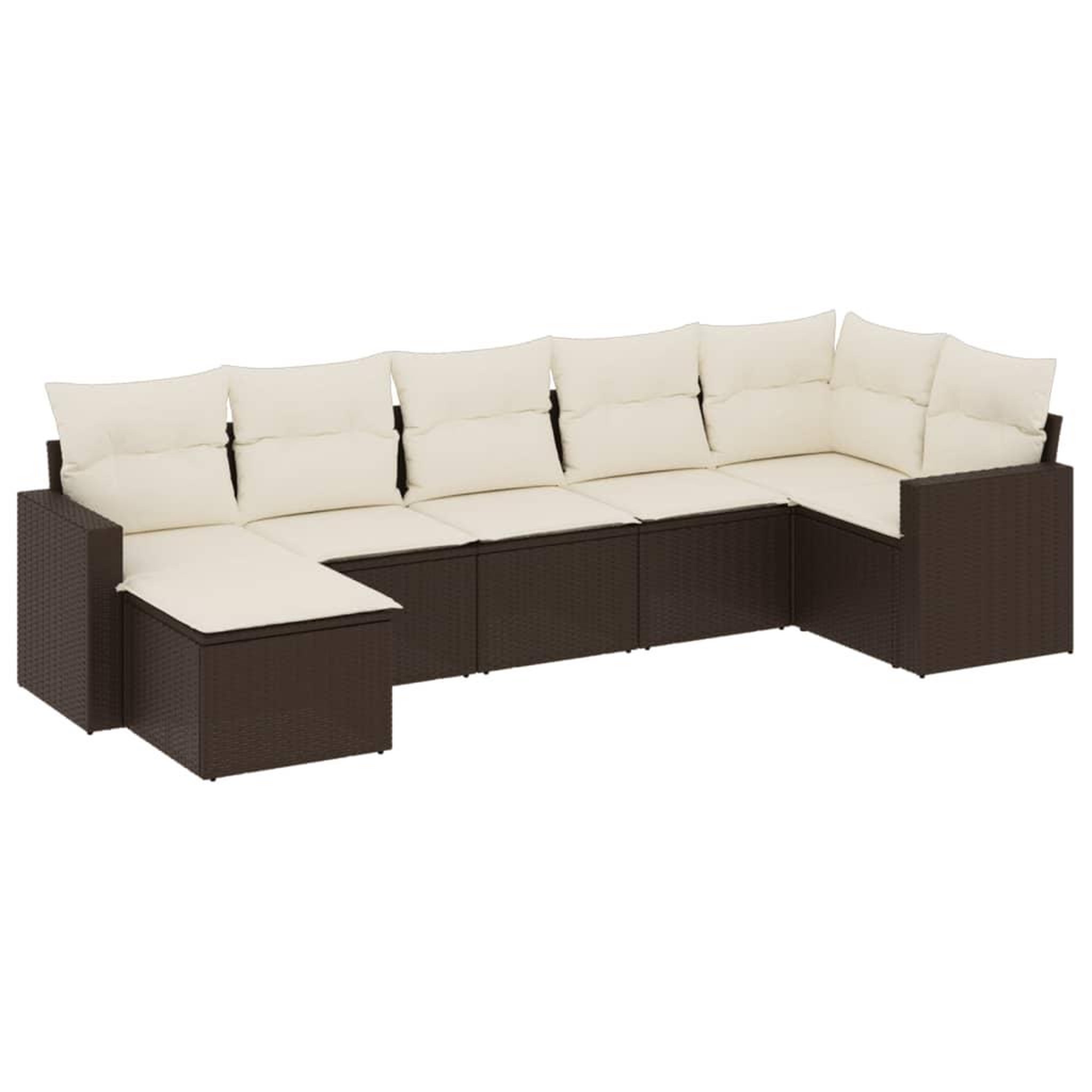 Voir la diapositive 2 : VIDAXL Salon de jardin avec coussins 7 pcs marron resine tressee