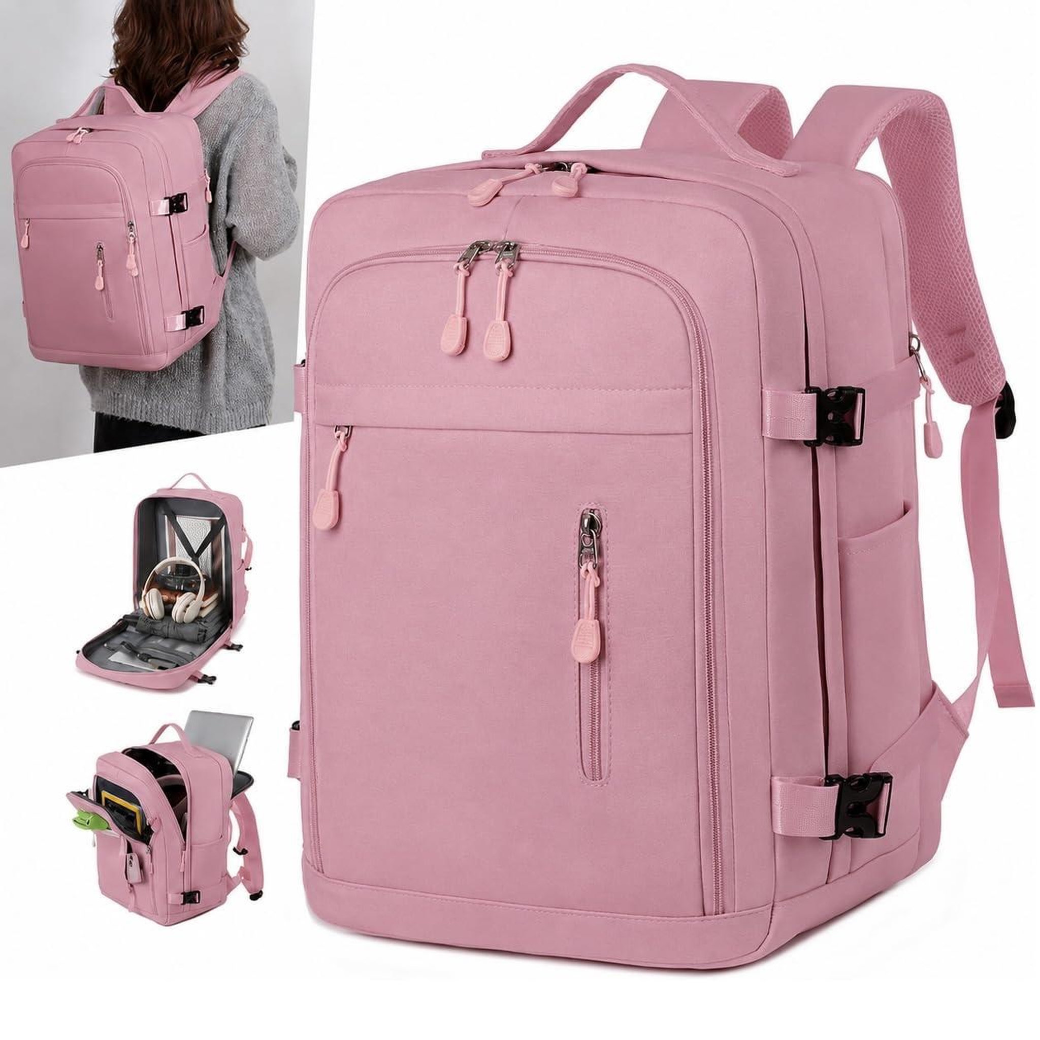 Voir la diapositive 3 : TROLLEY ADC Sac à dos cabine rose 40x30x20 avec kit de compression inclus - bry-rose